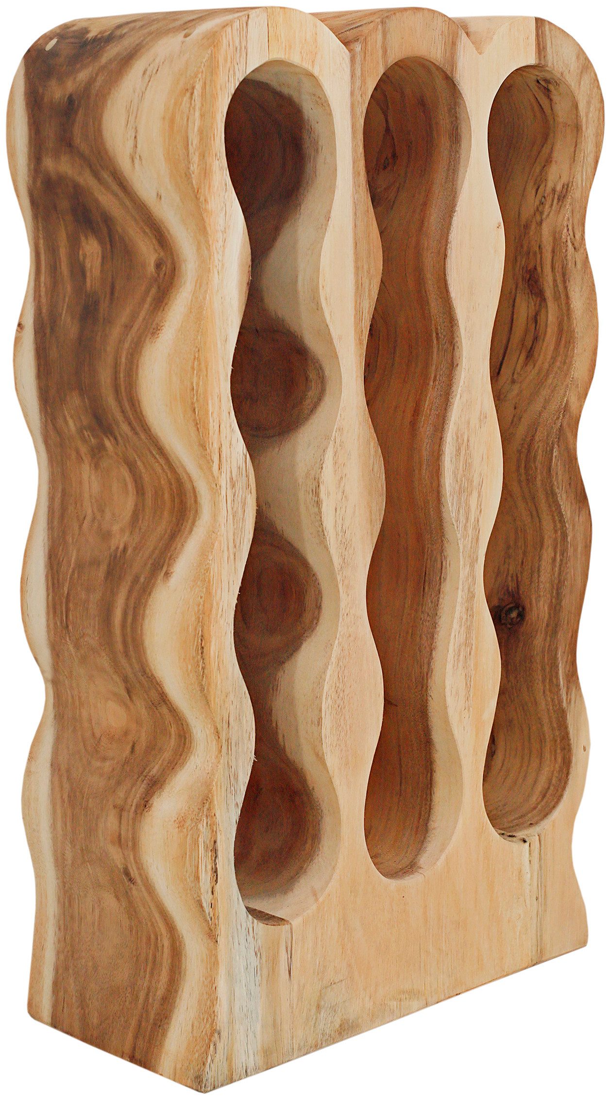 SIT Weinregal Hakone aus Suarholz mit Flaschenhalter & Naturmaserung, 1-tlg., Sichtbare Holzmaserung trifft funktionales Flaschenhalter-Design