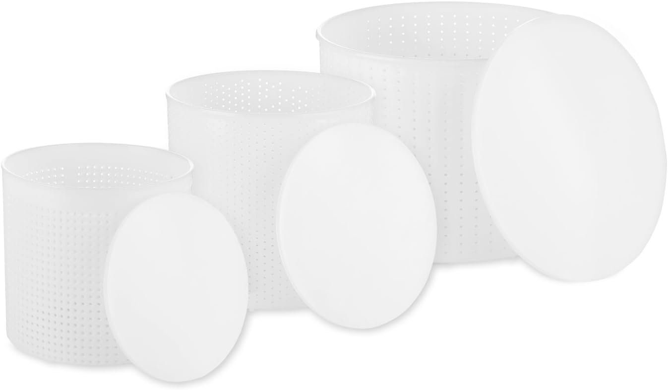 KAESE-SELBER.DE Back-Set Käseformen Set Groß inkl. Pressdeckel - Käse selber machen Käseform, (3-tlg)