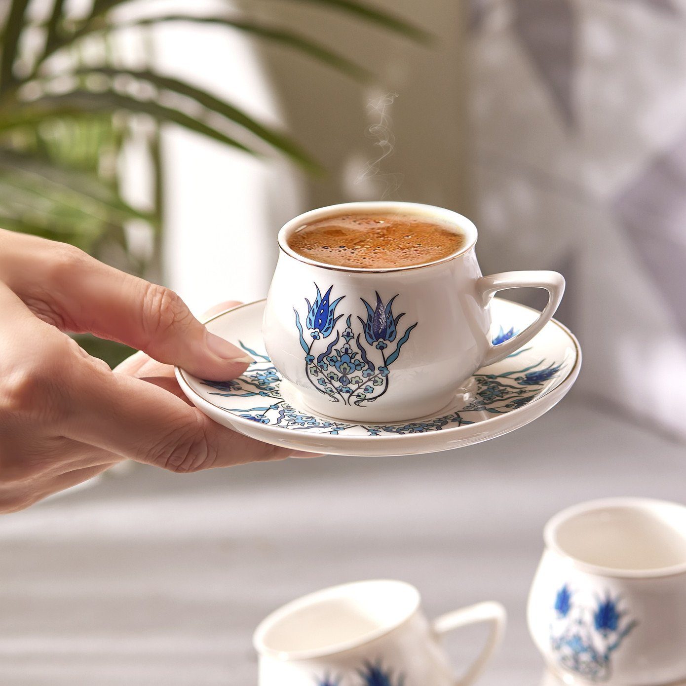 Karaca Kaffeeservice Karaca İznik New Form 100 ml Kaffeetassen-Set für 6 Personen, Blau