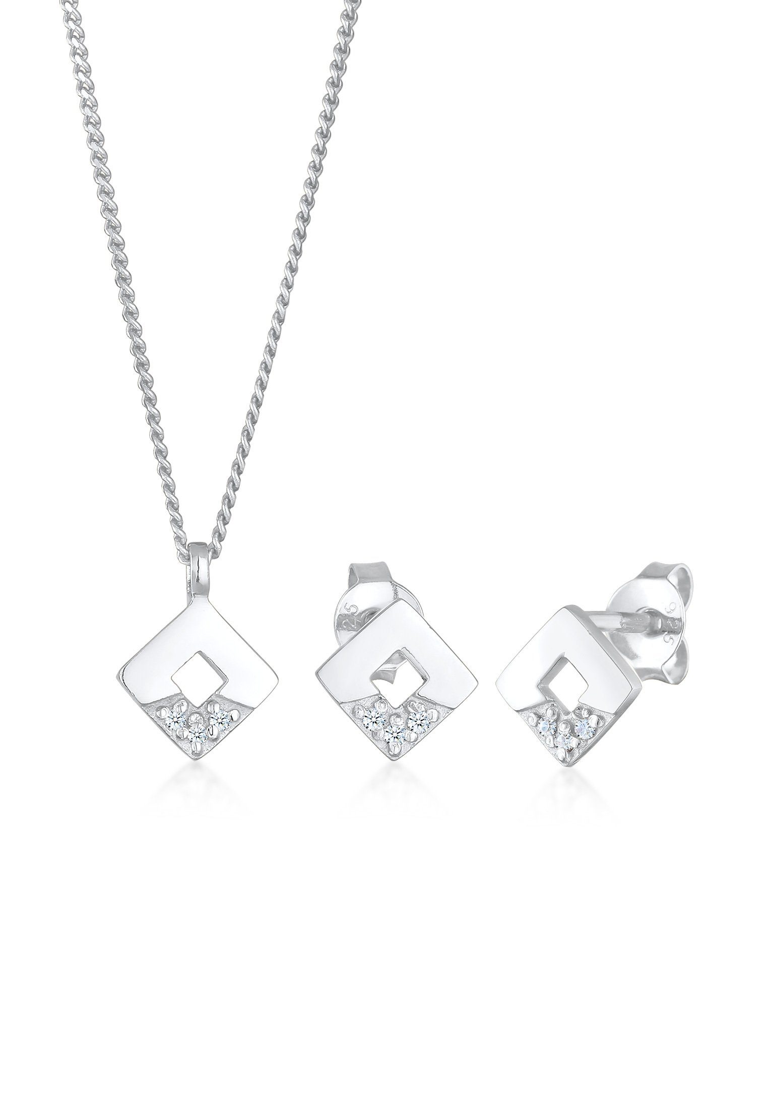 Elli DIAMONDS Schmuckset Diamant (0.045 ct) Geo Design 925 Silber, Diamant günstig online kaufen