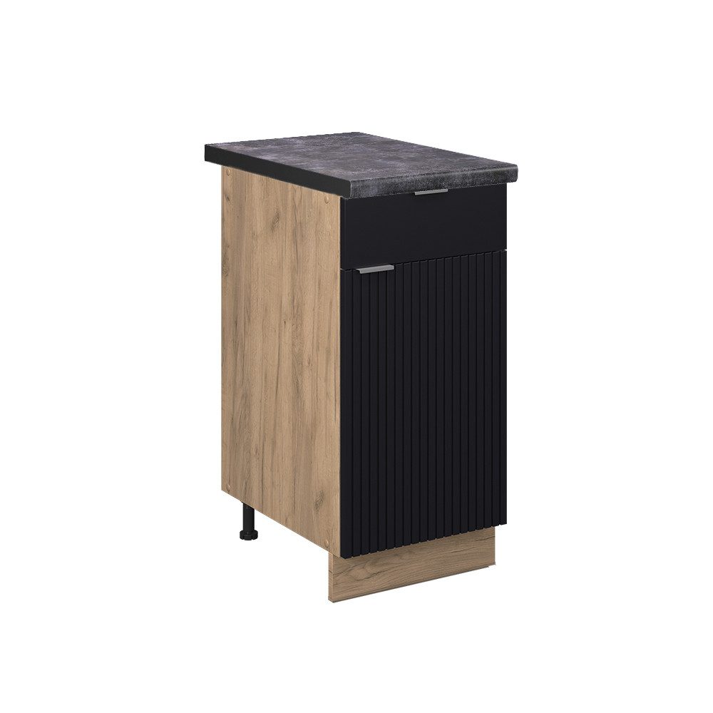 Vicco Unterschrank Fame-Line, Schwarz gestreift/Goldkraft Eiche, günstig online kaufen