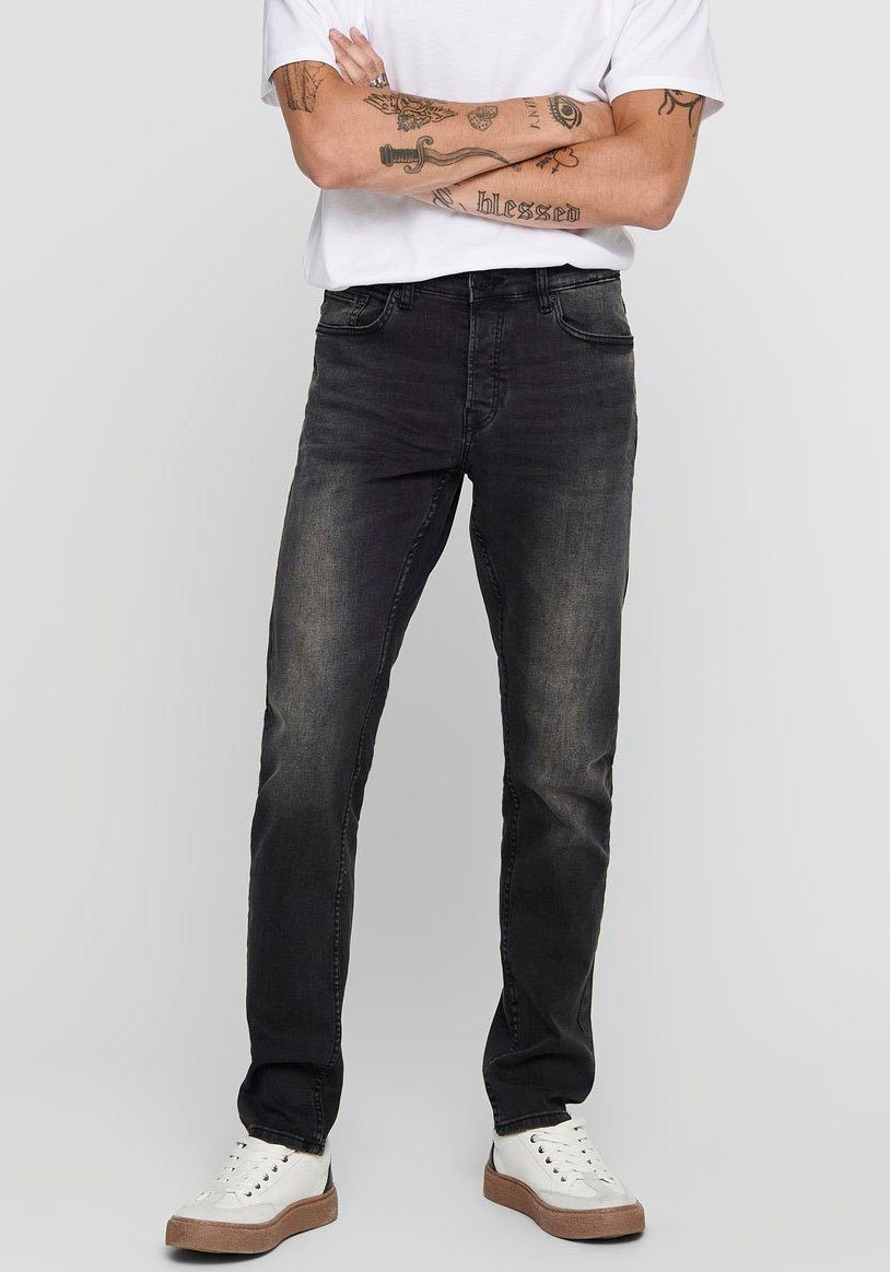 Only & Sons Herren Jeans ONSLOOM BLACK WASHED DCC 0447 - Slim Fit - Schwarz günstig online kaufen