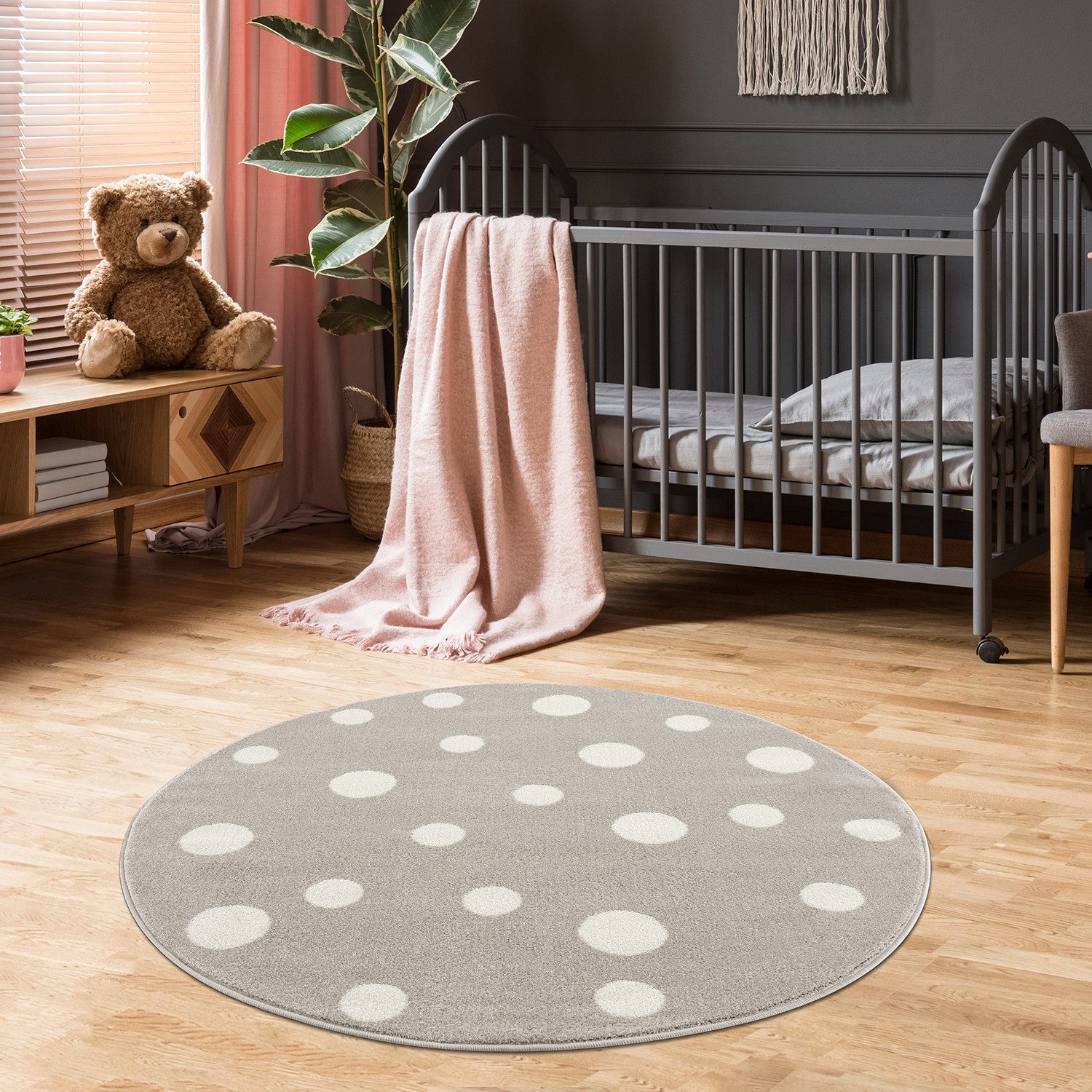 Jimri Kinderteppich DOT´S Ковры für Kinderzimmer, Kinderzimmerteppich, Teppich, Rund, Regenbogen