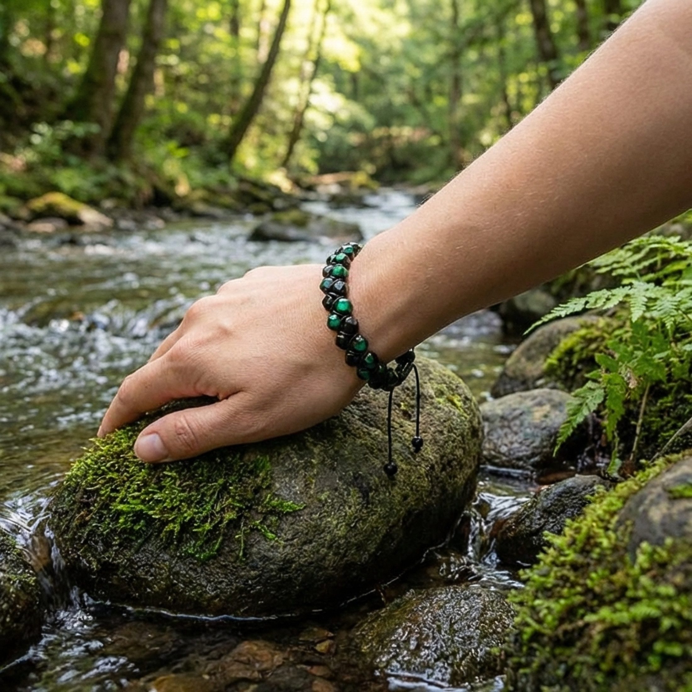 UNIQAL.de Perlenarmband Naturstein Turmalin facettiert (Unisex-Armband mit verstellbarer Makramé-Schließe, Echte Steinperlen, präzise geschliffen, handgefertigt – Bild 5 von 5