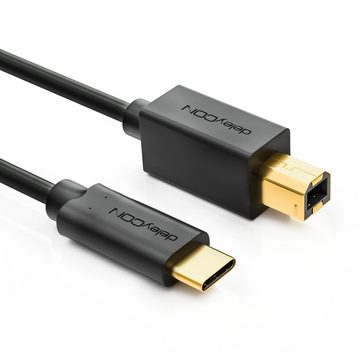 deleyCON deleyCON 1,5m USB C Kabel Datenkabel USB 2.0 USB-B zu USB-C Computer Tintenstrahldrucker