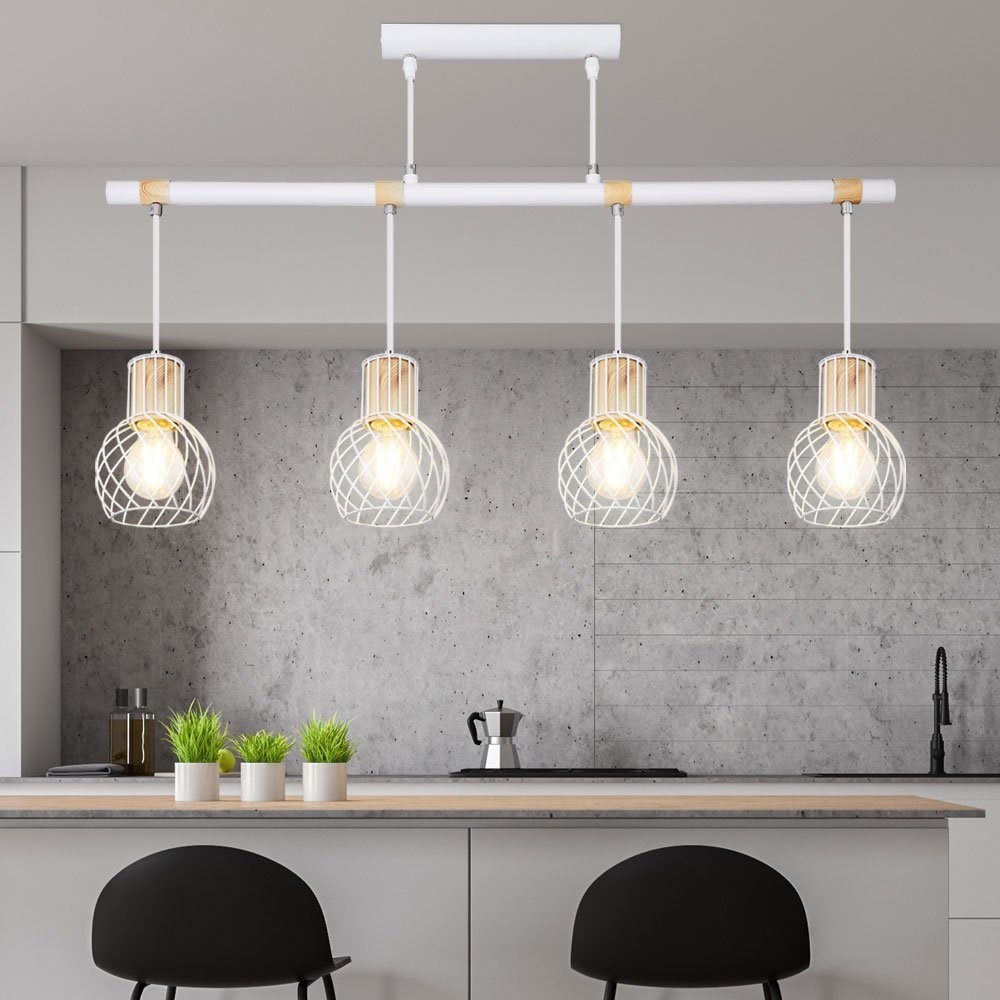 etc-shop LED Pendelleuchte, Leuchtmittel Pendel Holz Wohn Warmweiß, Design inklusive, Retro Decken Lampe Zimmer Käfig Ess