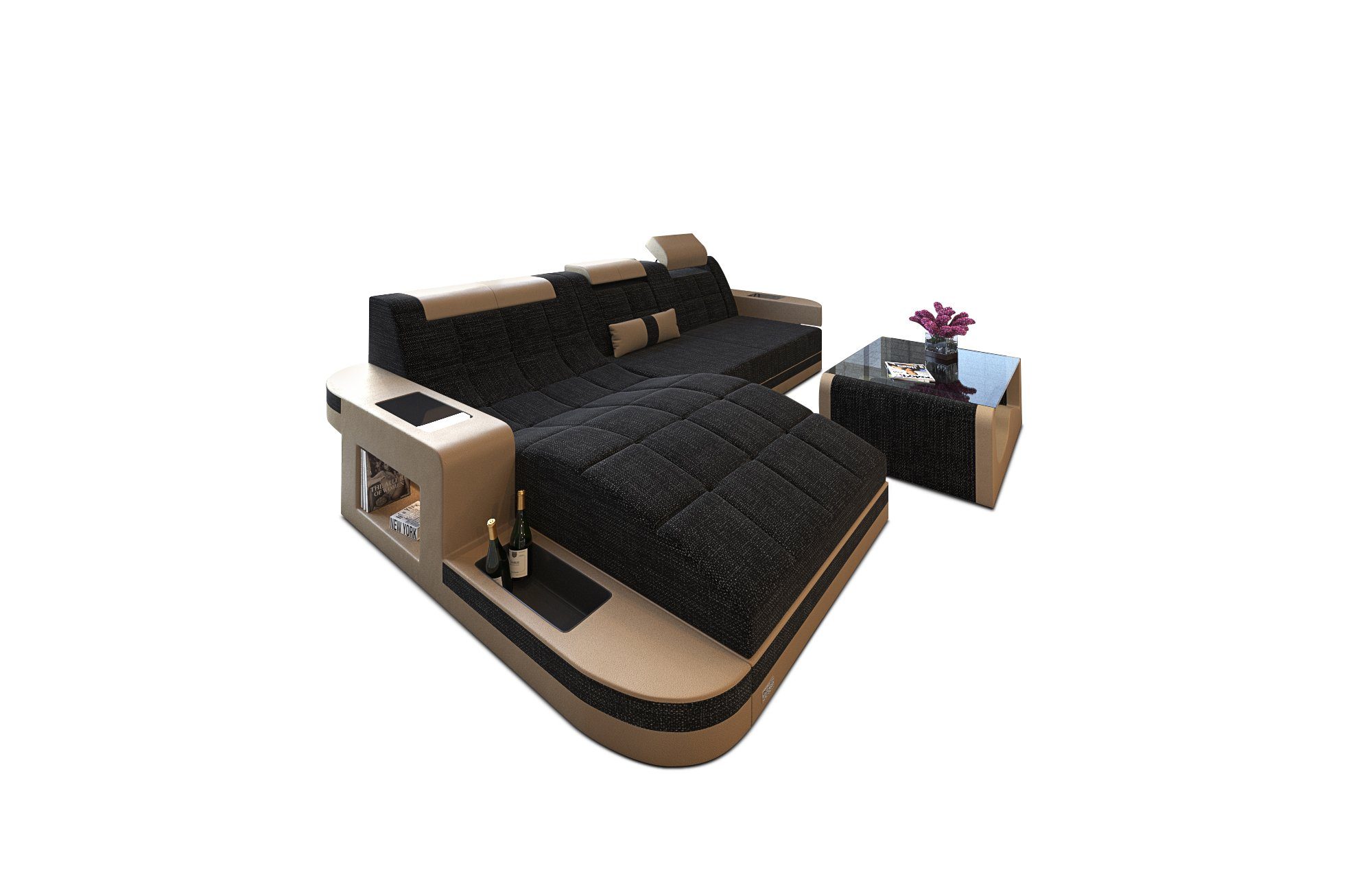 Sofa Dreams Ecksofa Polster Stoffsofa Couch Wave L Form H Strukturstoff Stoff Sofa