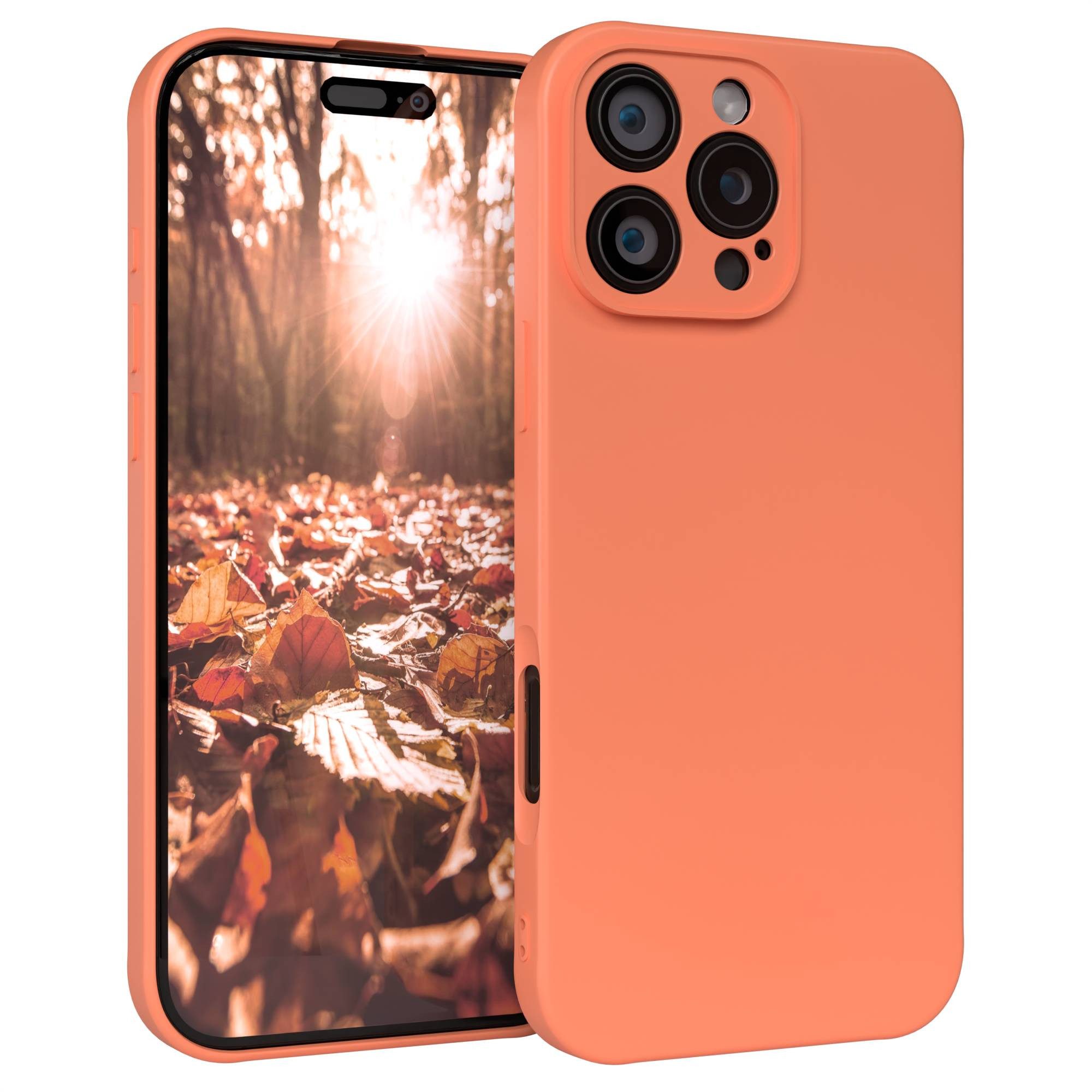 EAZY CASE Handyhülle für Apple iPhone 16 Pro Max Hülle Silikon 6,9 Zoll, Schutzhülle mit Kameraschutz Telefonhülle elastisch Bumper tpu Orange