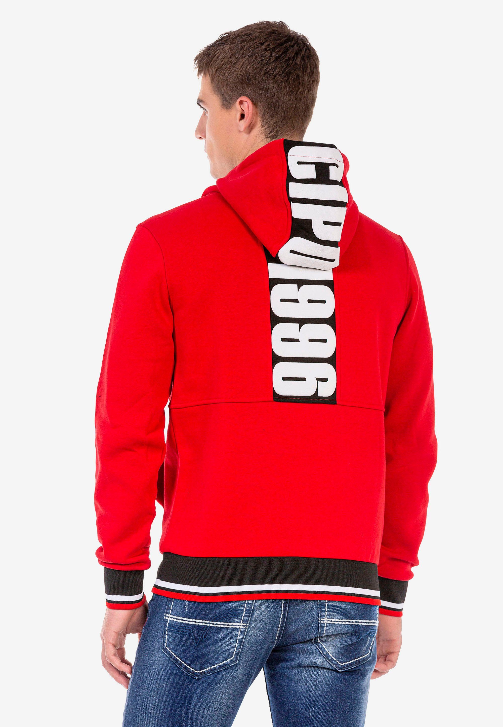 Cipo & Baxx Kapuzensweatshirt mit rot tollen Markenprints