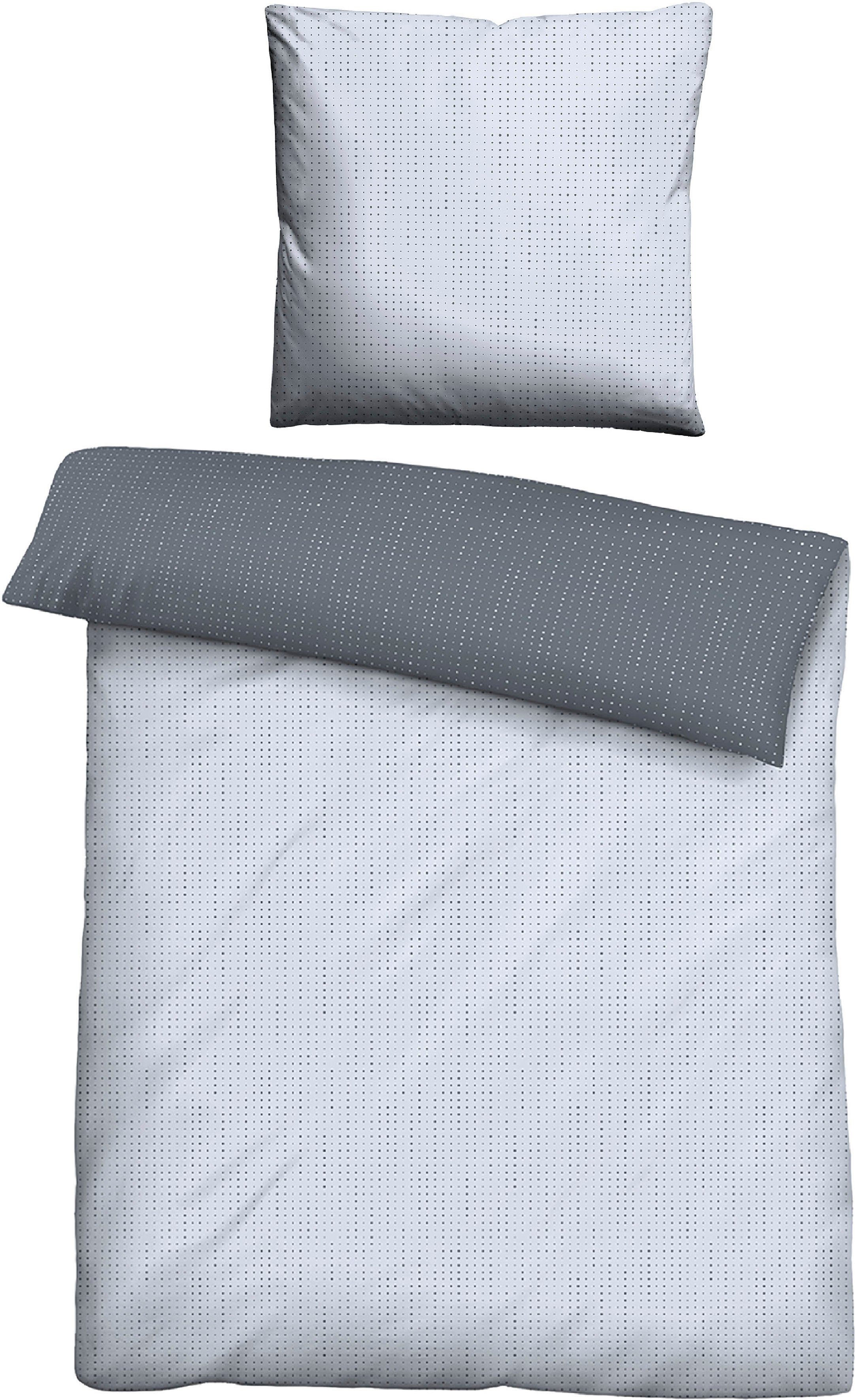 Biberna Wendebettwäsche Combinate in Gr. 135x200, 155x220 oder 200x200 cm, Mako-Satin, 2 teilig, Bettwäsche aus Baumwolle, zeitlose Bettwäsche mit Wendeoptik