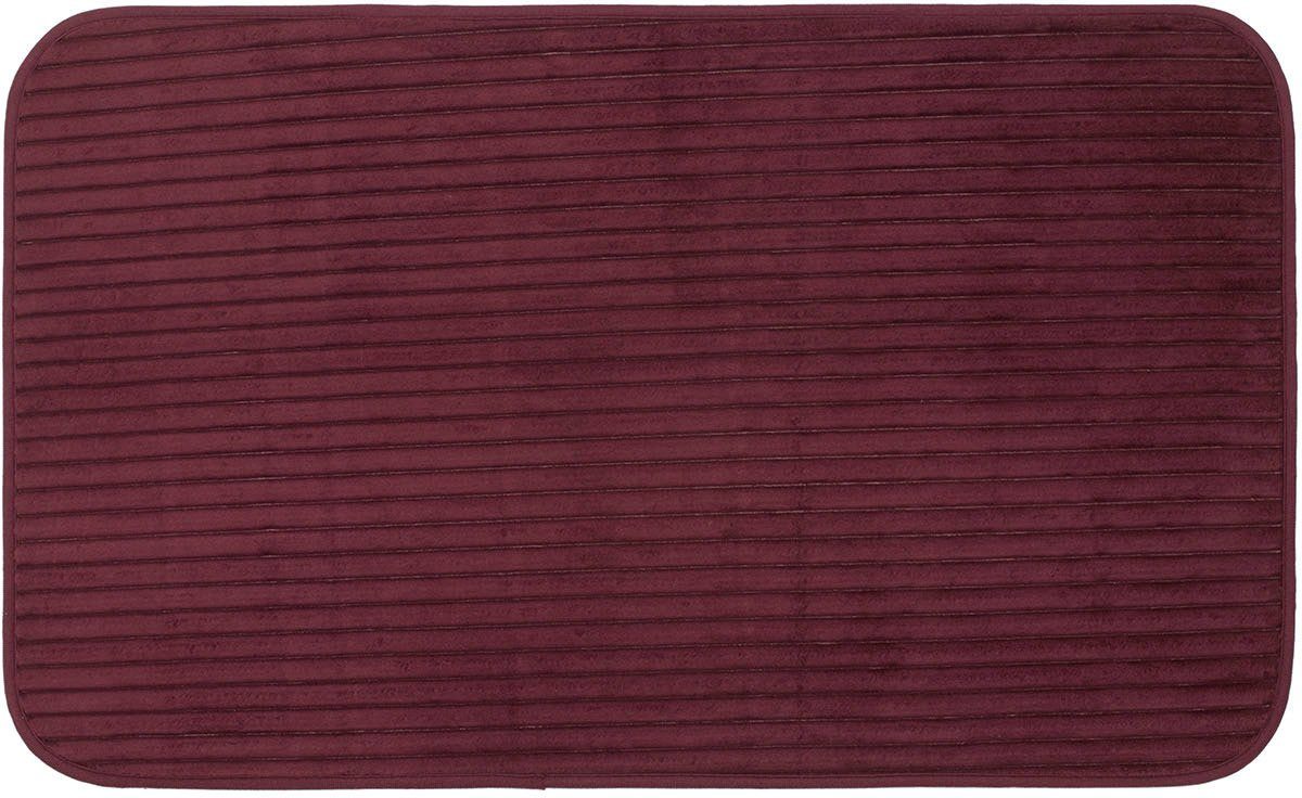 Gözze Badematte Berlin, Höhe 7 mm, rutschhemmend beschichtet, fußbodenheizungsgeeignet, Polyester, rechteckig, Badteppich, Uni Farben, Cord Optik, waschbar