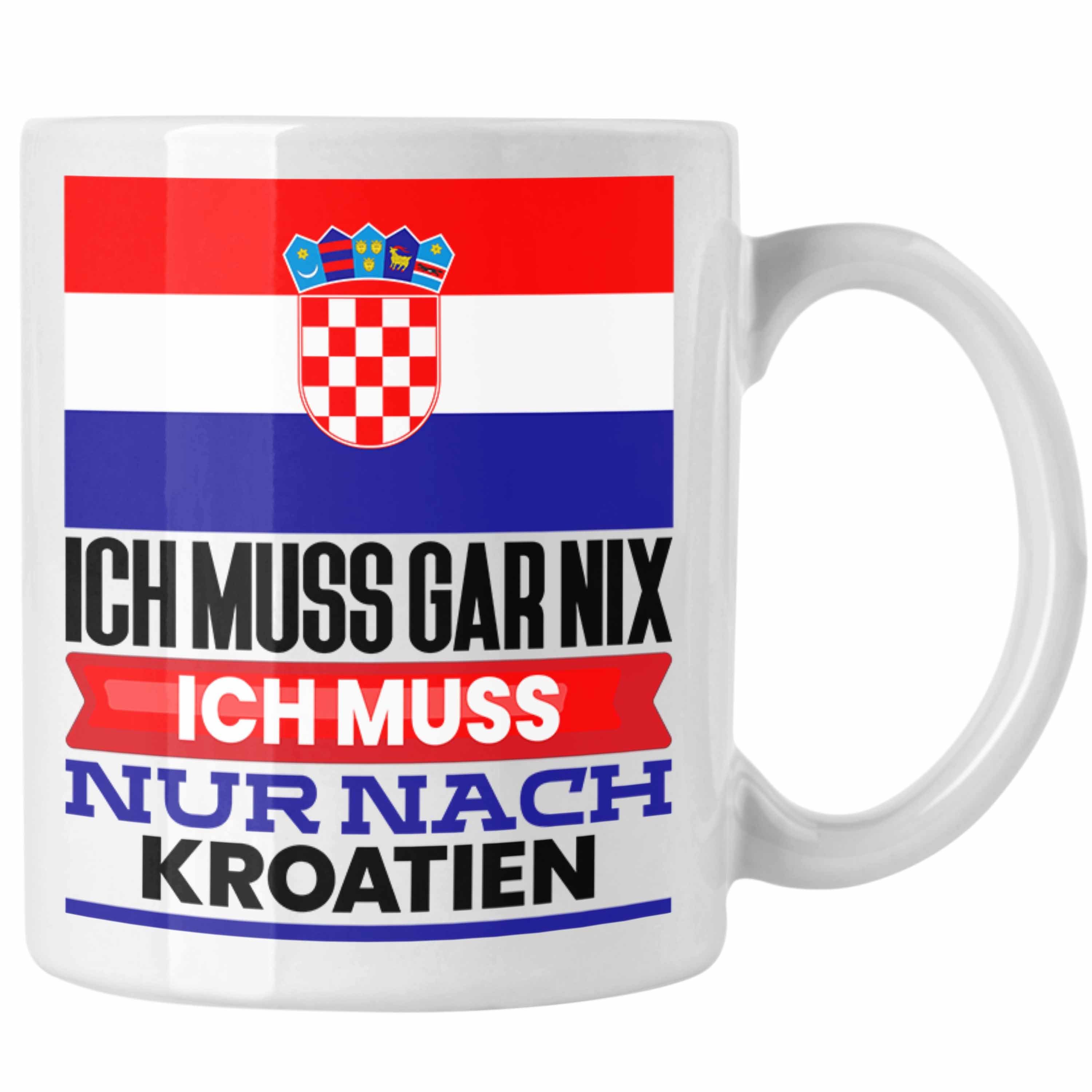 Trendation Tasse Kroatien Tasse Geschenk für Kroaten Geburtstag Urlaub Geschenkidee Ich Weiss