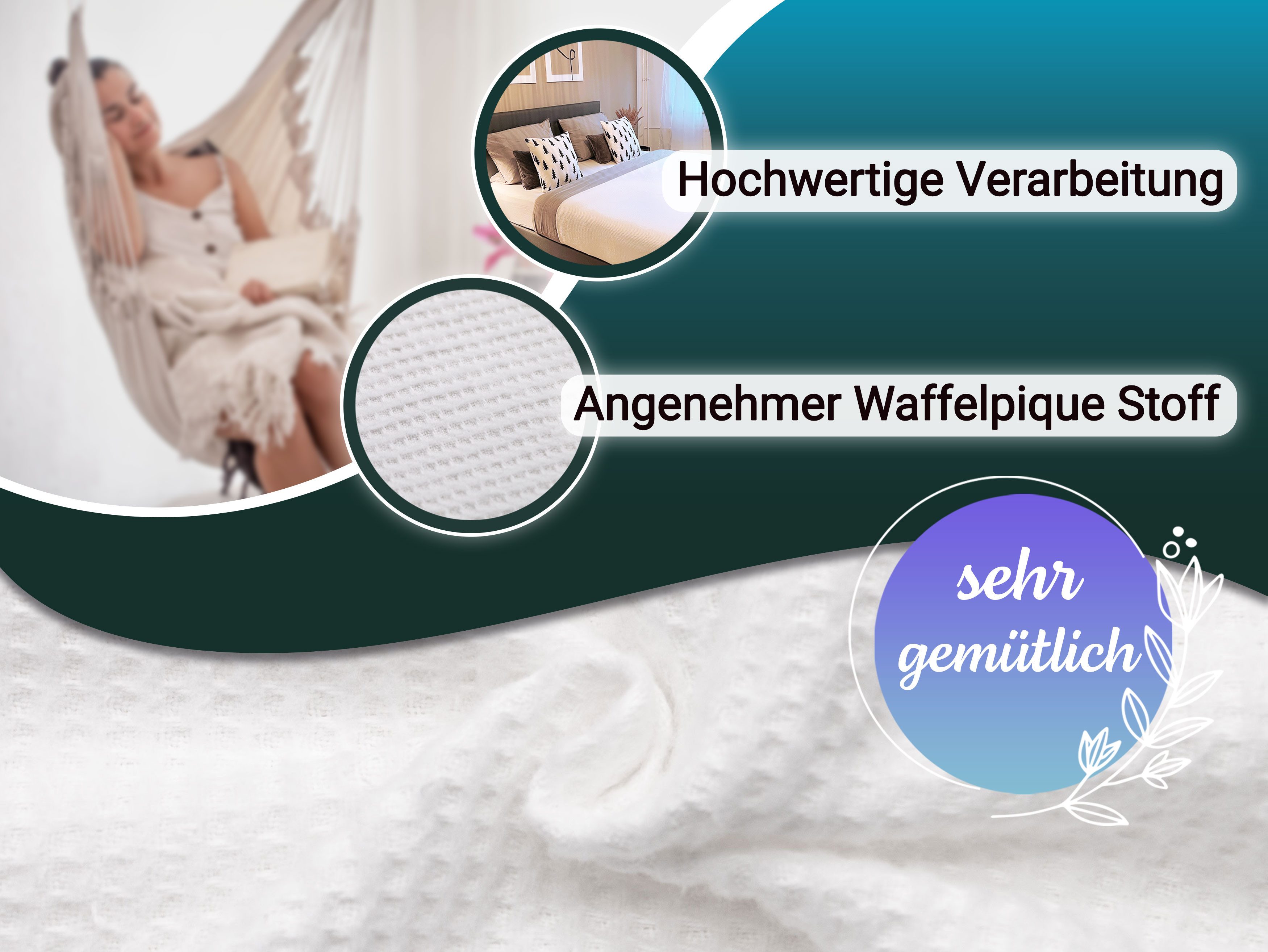 Wohndecke, ZOLLNER, 150 x 220 cm, 100% Baumwolle, vom Hotelwäschespezialisten