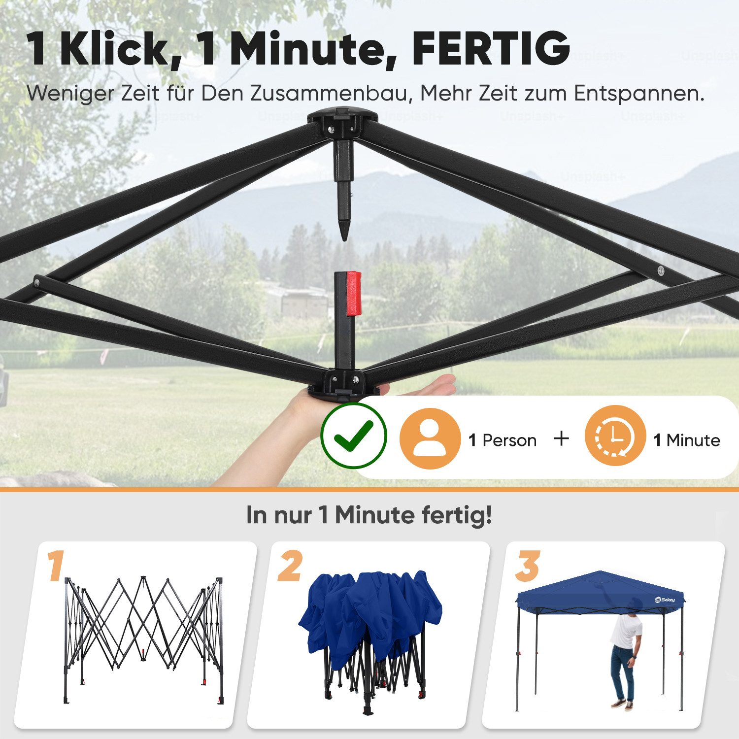 Sekey Faltpavillon 300x300 cm Pop-Up Pavillon, günstig online kaufen