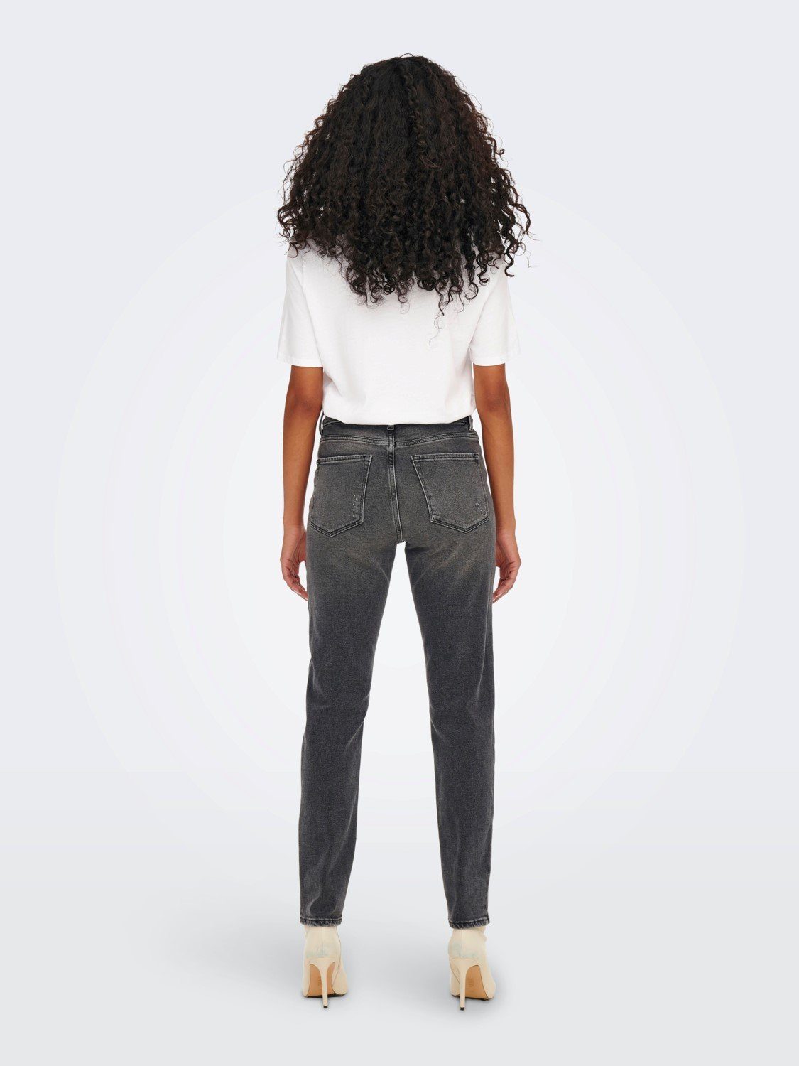 ONLY High-waist-Jeans High Waist Jeans ONLEMILY ANKLE Denim für Damen (1-tlg) Baumwolle Normal Fit unifarben wärmend Reißverschluss – Bild 4 von 5