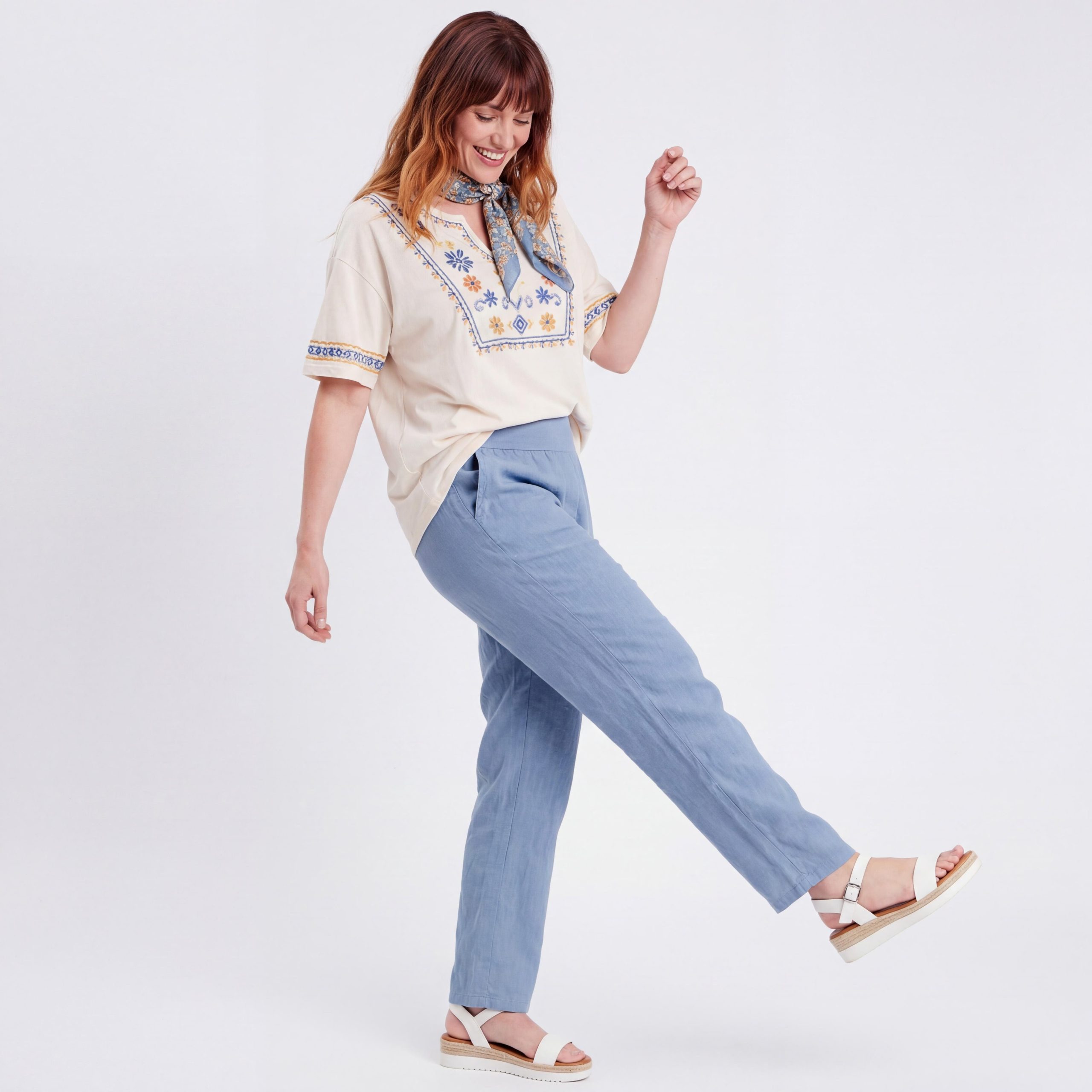 OriginalYou Leinenhose Sommerhose Damen Leinen Schlupfhose mit Elastikbund Straight Leg Stil Erhältlich von 36 bis 44, 100% Leinen, weicher Komfortbund