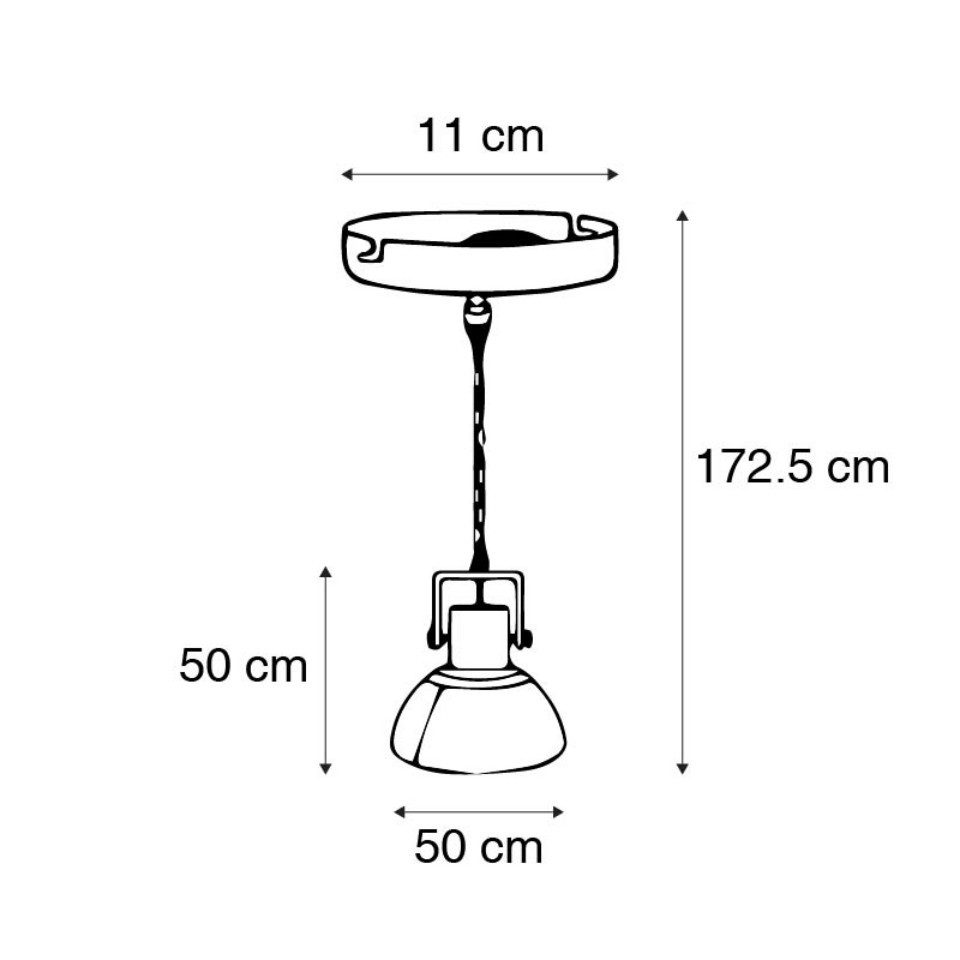 Qazqa Pendelleuchte Samia-sabo, ohne Leuchtmittel, Warmweiß, QAZQA Hängeleuchte, e27, Stahl, Stahl, Industrie
