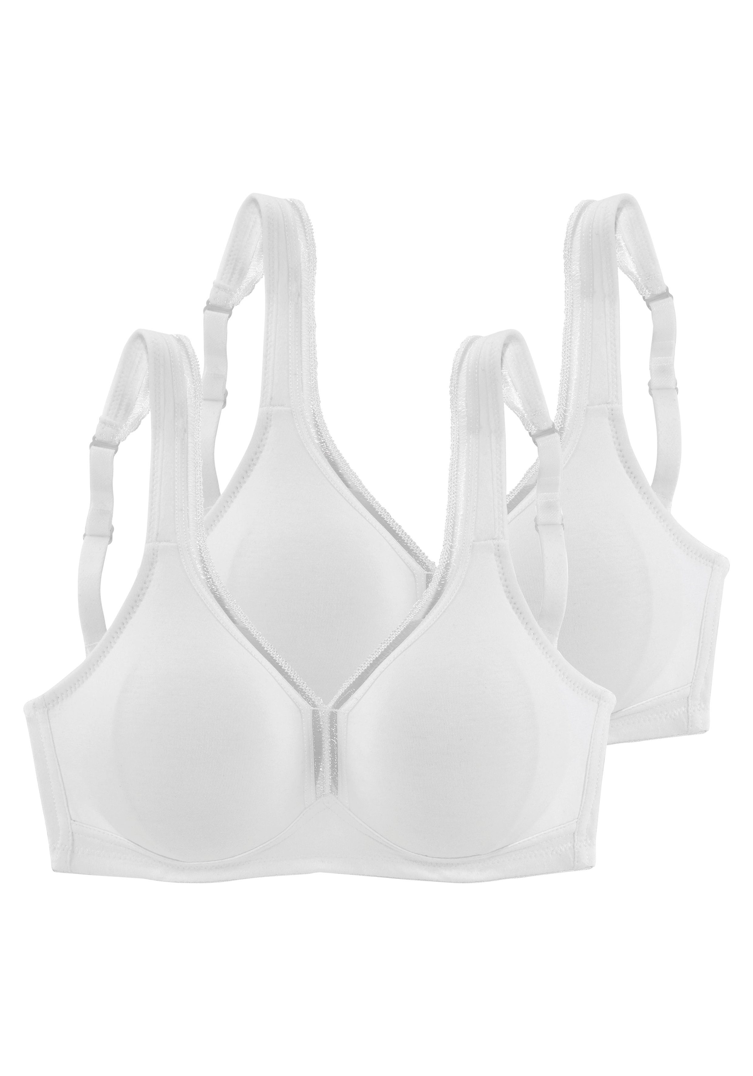 petite fleur by Lascana T-Shirt-BH, BH ohne Bügel, Entlastungs-BH, Baumwoll-BH (Packung, 2 Stück) mit breiten Trägern, große Größen, bequemer BH – Bild 2 von 5
