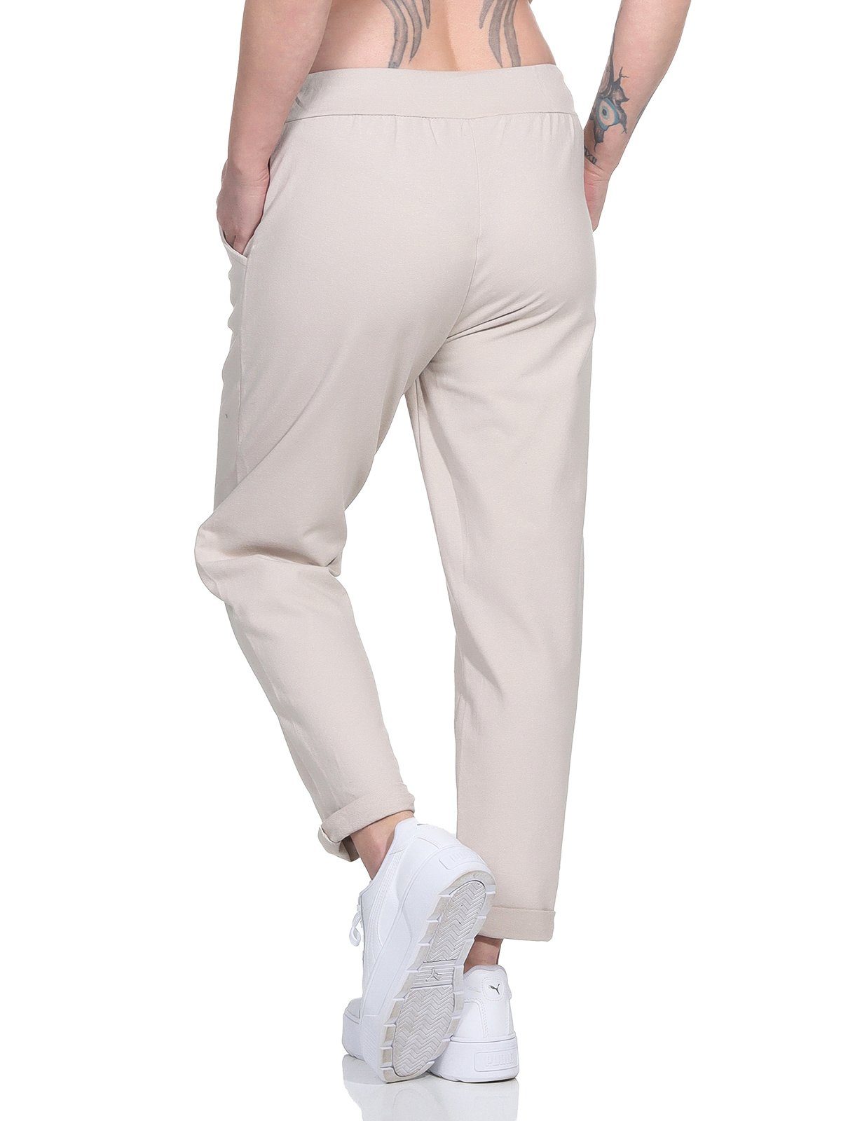 Aurela Damenmode Sweatpants Klassische Damen Jogginghose bequeme Haushose mit Schnürung leichte Jersey Qualität, mit Gummizug & Schnürung – Bild 4 von 4