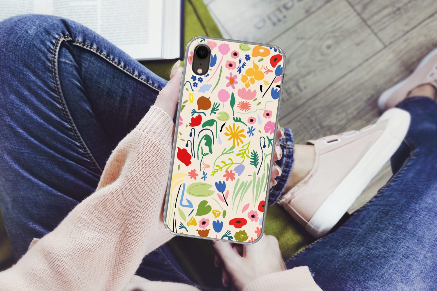 MuchoWow Handyhülle für Apple iPhone XR Blumen - Muster - Pflanzen, Smartphone-Bumper, Print, Handy Schutzhülle Dünn