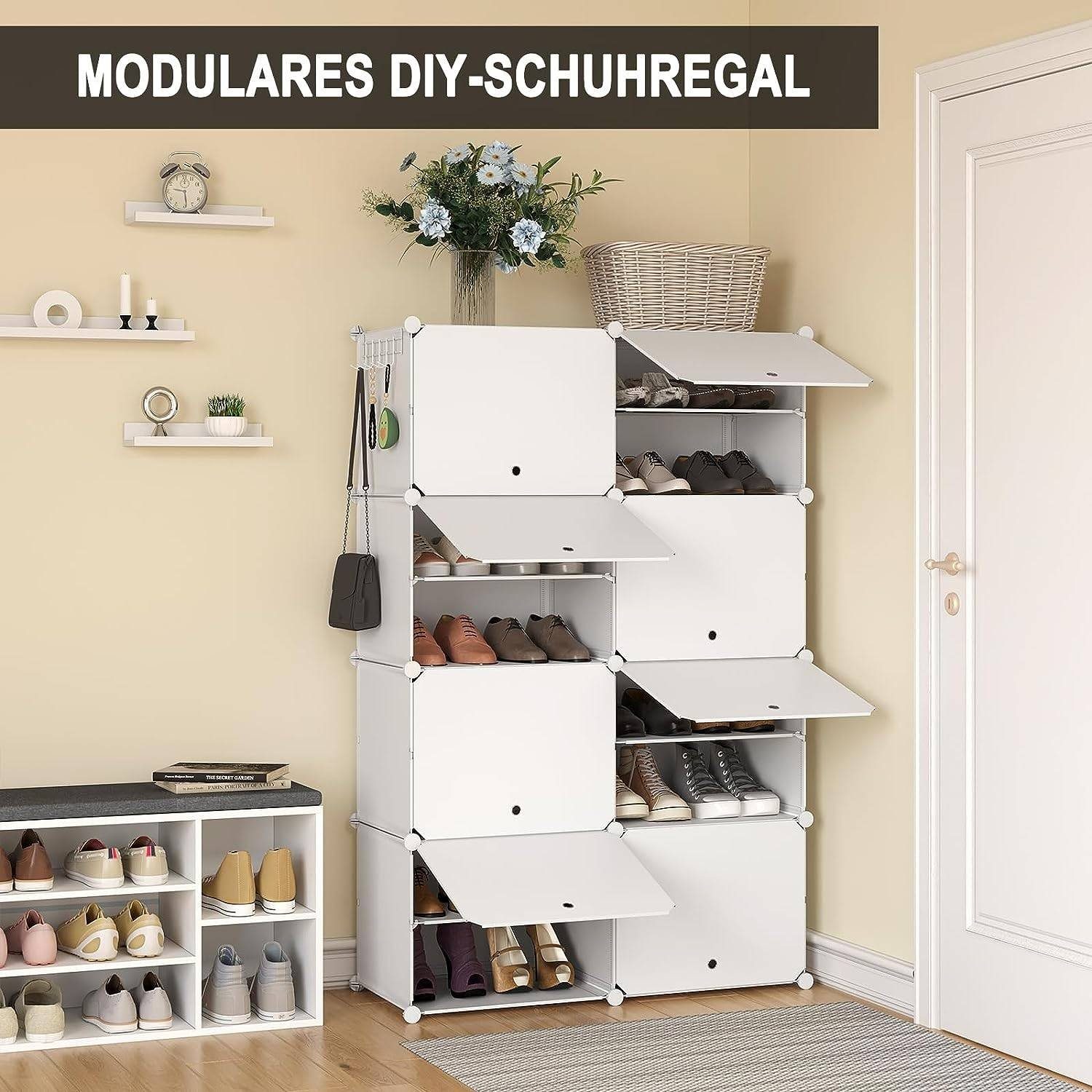 Woltu Schuhregal, 1-tlg., Schuhaufbewahrung mit 8 Fächern für 32 Paar Schuh günstig online kaufen