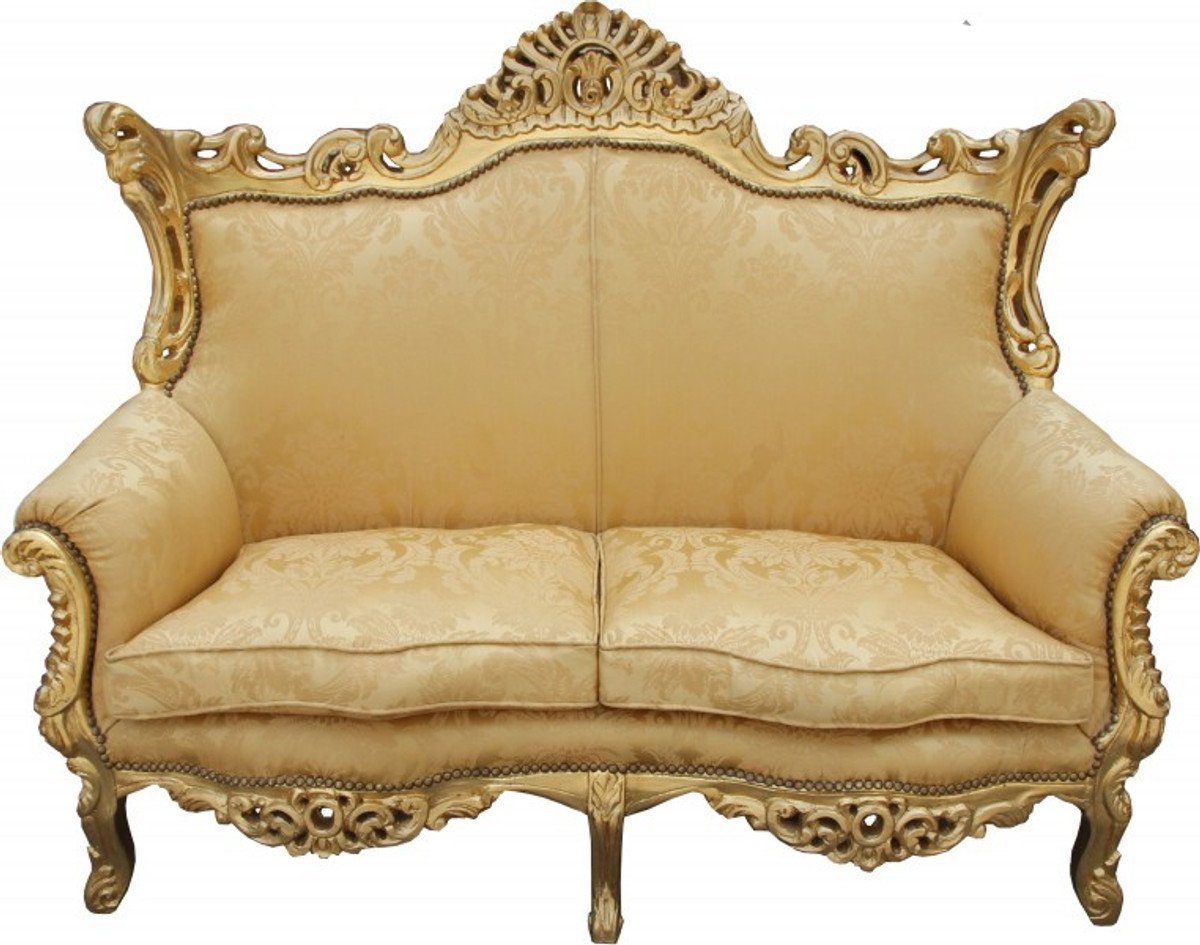 Casa Padrino 2-Sitzer Barock 2er Sofa Master Gold Blumen Muster/ Gold 2Mod - Wohnzimmer Couch Möbel Lounge