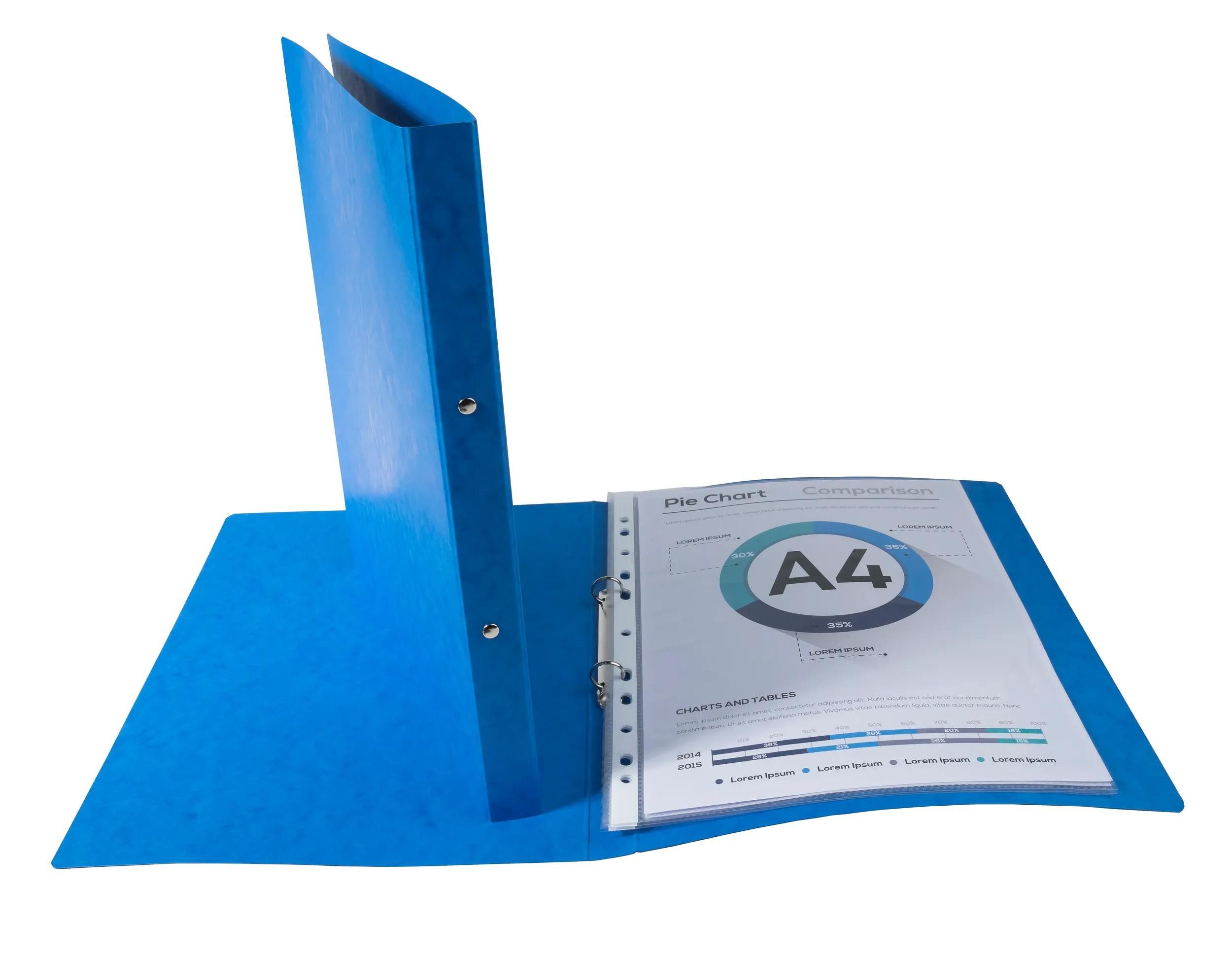 EXACOMPTA Ringbuchmappe 10x Ringhefter Karton 355g 2Ring 15mm Rücken 20mm A4 Blau 54252E, Manila Ringbücher