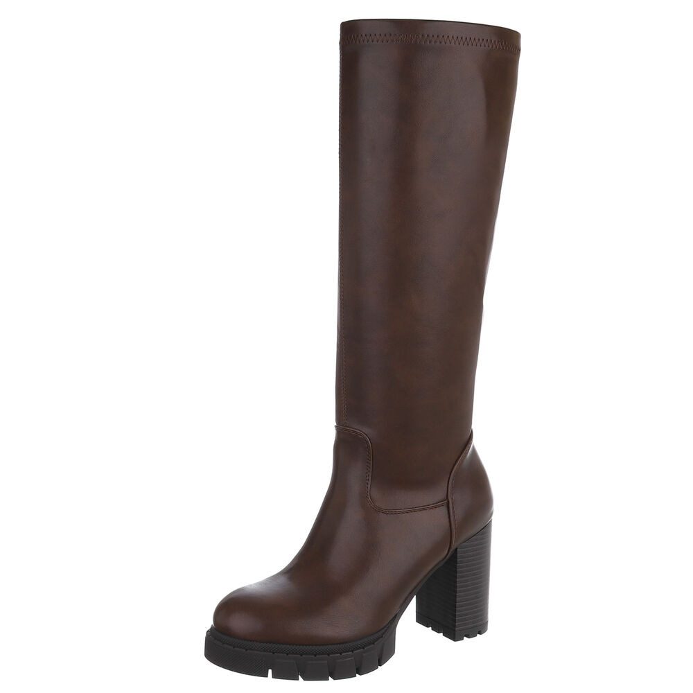 Elegante hohe Stiefel mit Blockabsatz für Damen High-Heel-Stiefel