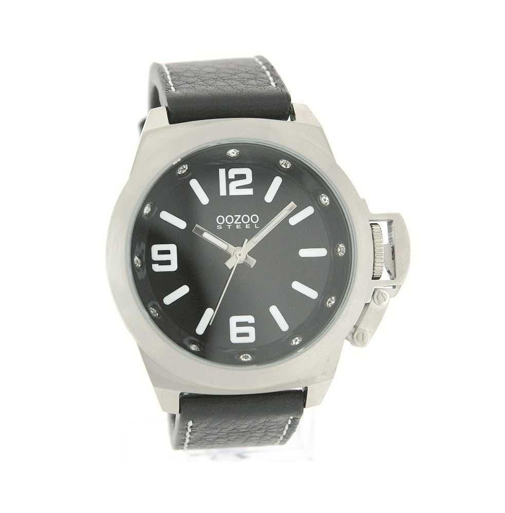 OS0136 mm Armbanduhr Quarzuhr Lederband schwarz OOZOO 45 XXL Steel