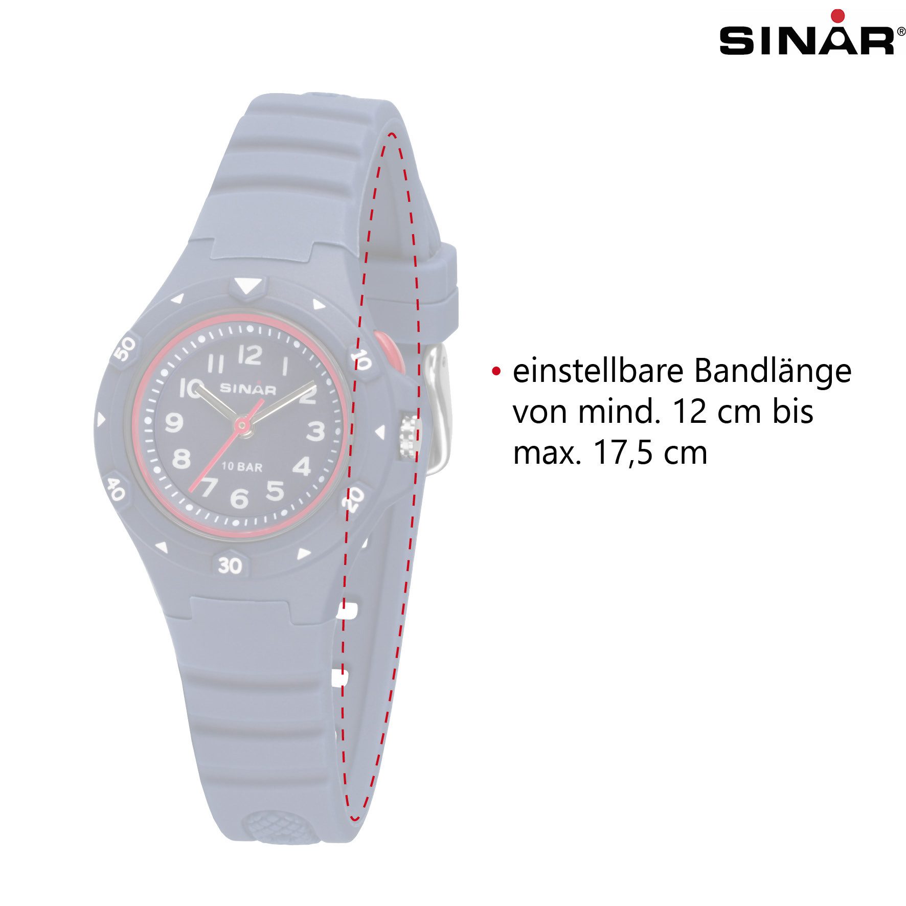 SINAR Quarzuhr XB-19 Jugenduhr Sportuhr Silikonband 10bar, analog sportlich modern Geschenkidee Jugend Kids Ø 30 mm