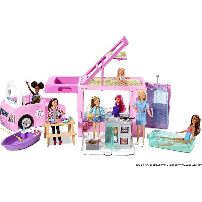 Barbie Spielzeug-Bus Mattel Barbie 3-in-1 Super Abenteuer-Camper mit