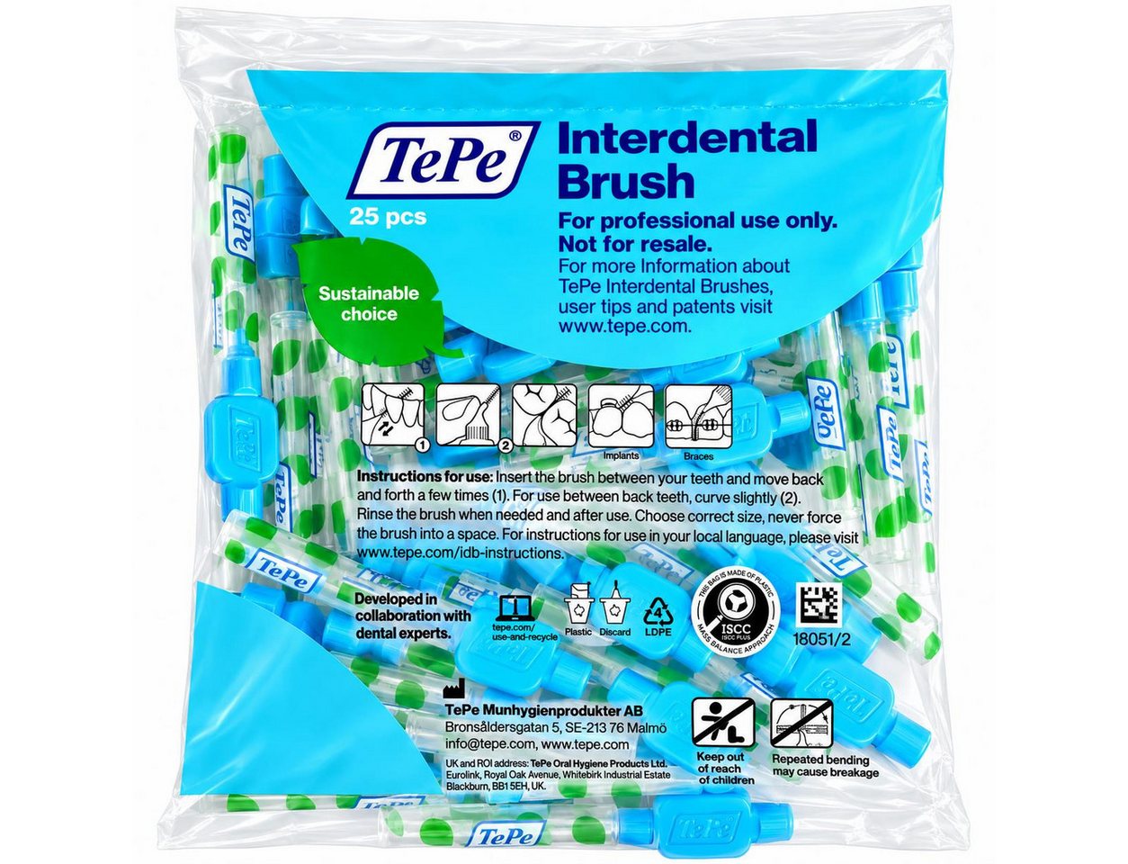 TePe Interdentalbürsten 25x TePe Original Interdentalbürsten 0,6mm blau - Multipack