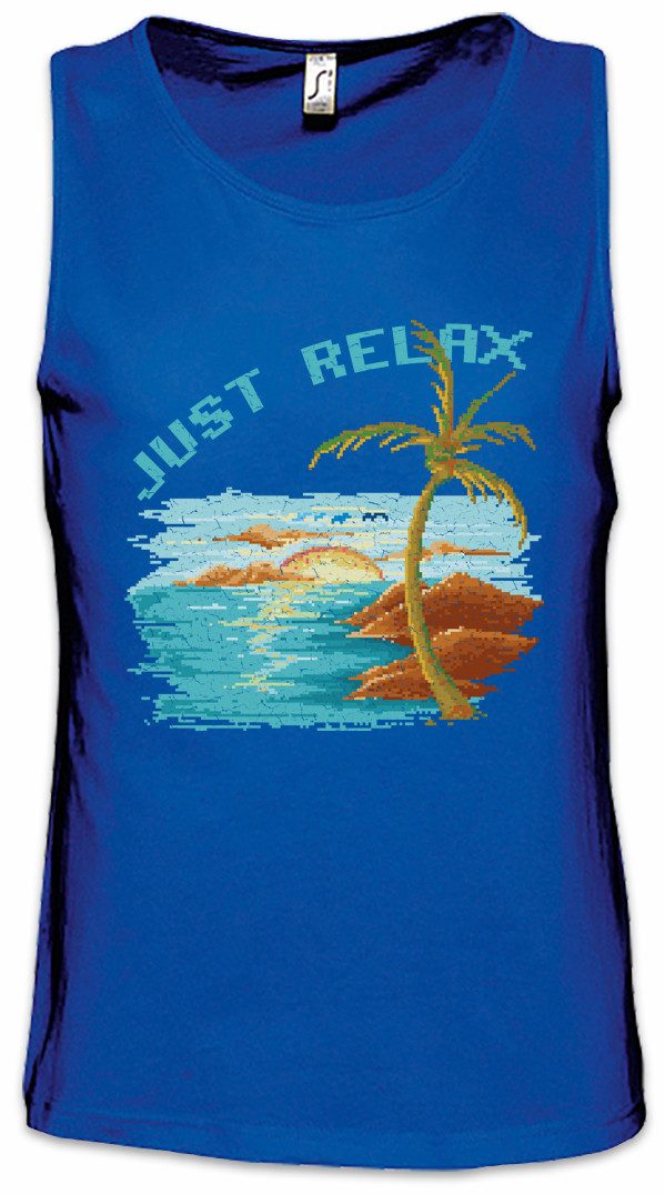 Urban Backwoods Tanktop Pixel Just Relax Ärmelloses T-Shirt Gamer Gaming Games Pixel Retro 8 Bit Geek Nerd Fun