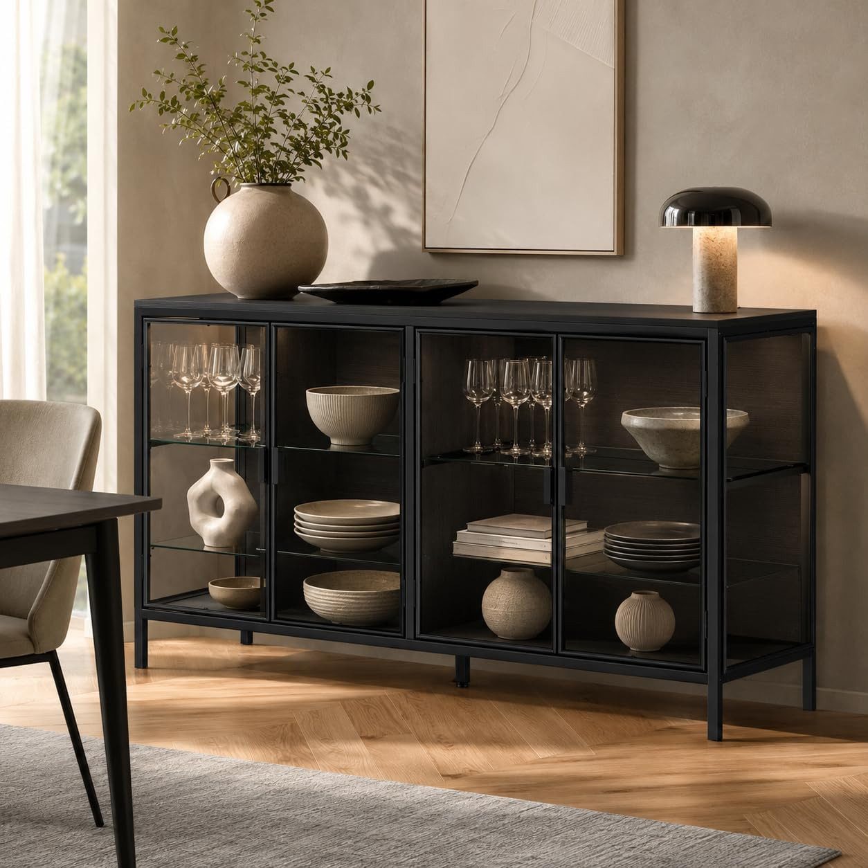 FUFU&GAGA Sideboard Glas-Sideboard, mit Beleuchtung 3 Farbe