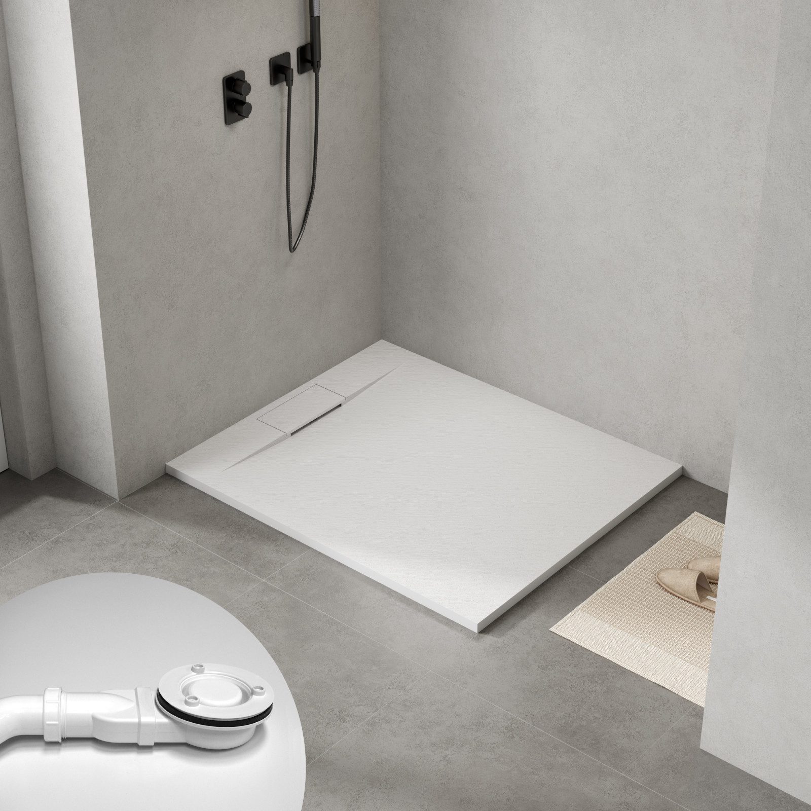 WITEN&NOCK Duschwanne SMC Duschtasse Superflach Rutschfest Duschwanne Stein günstig online kaufen