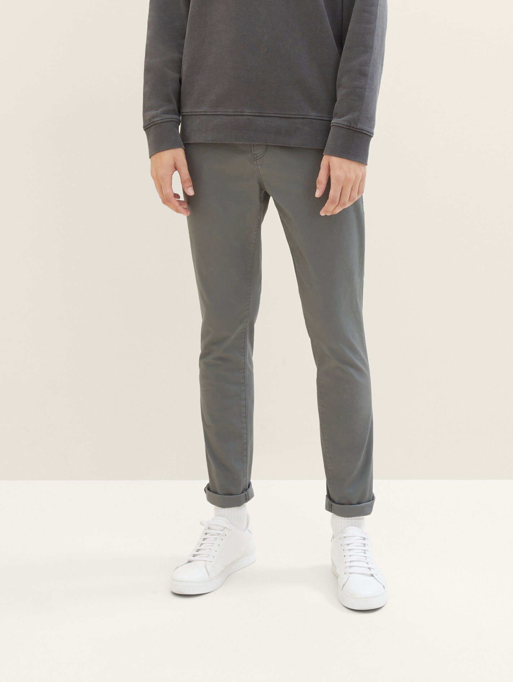 mit TAILOR Gürtel Hose Castlerock Grey Chinohose Denim TOM Chino