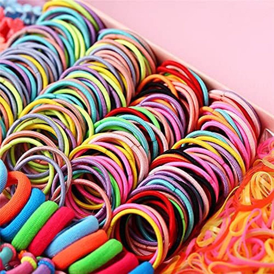 Coonoor Haargummi Haarband Haargummis Mädchen Set 780 Stück, 780-tlg., Bunt Elastisch Haarschmuck, mit Haarspange