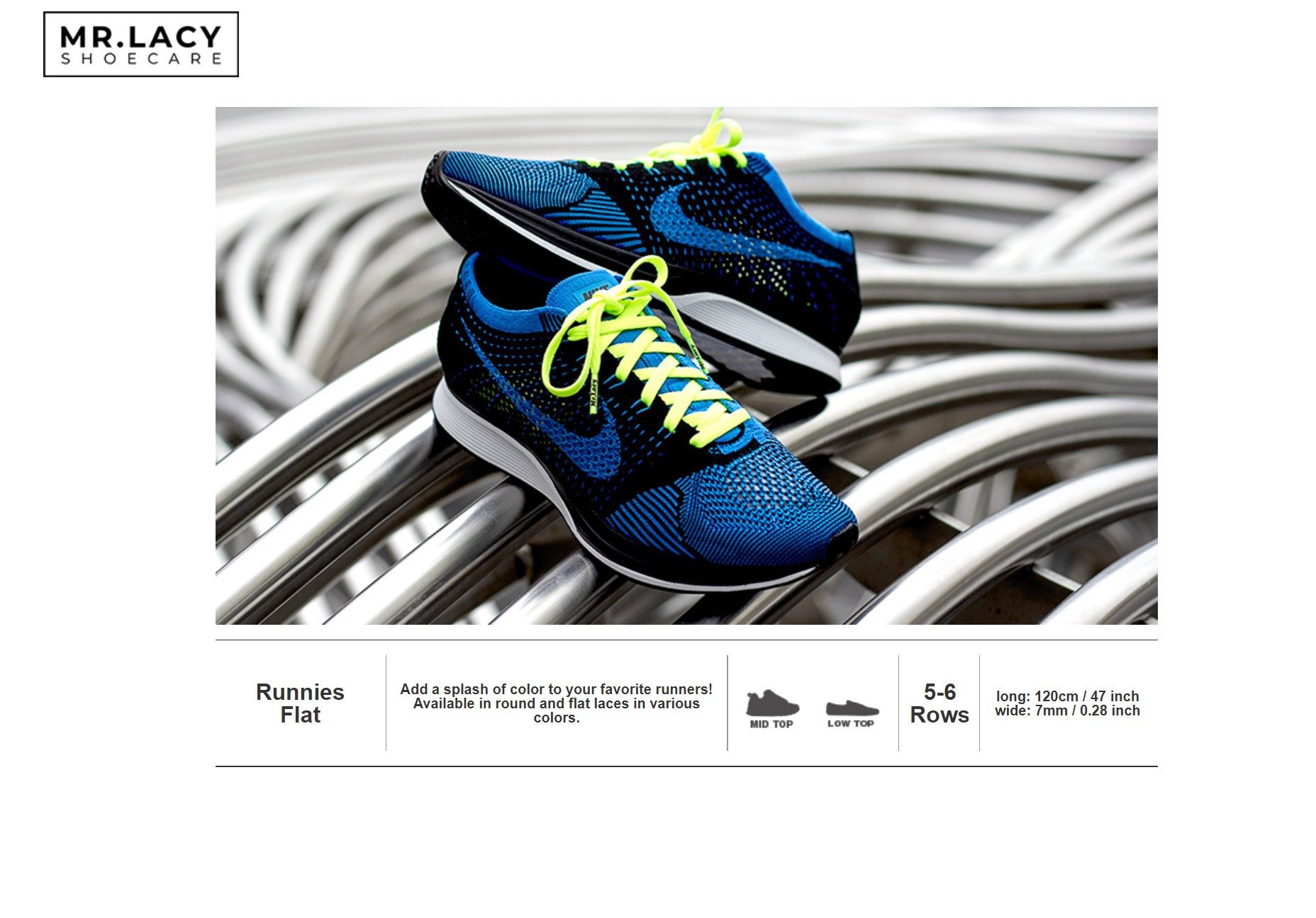 Mr. Lacy Schnürsenkel Runnies Flat - Flache leichte Senkel für Laufschuhe günstig online kaufen