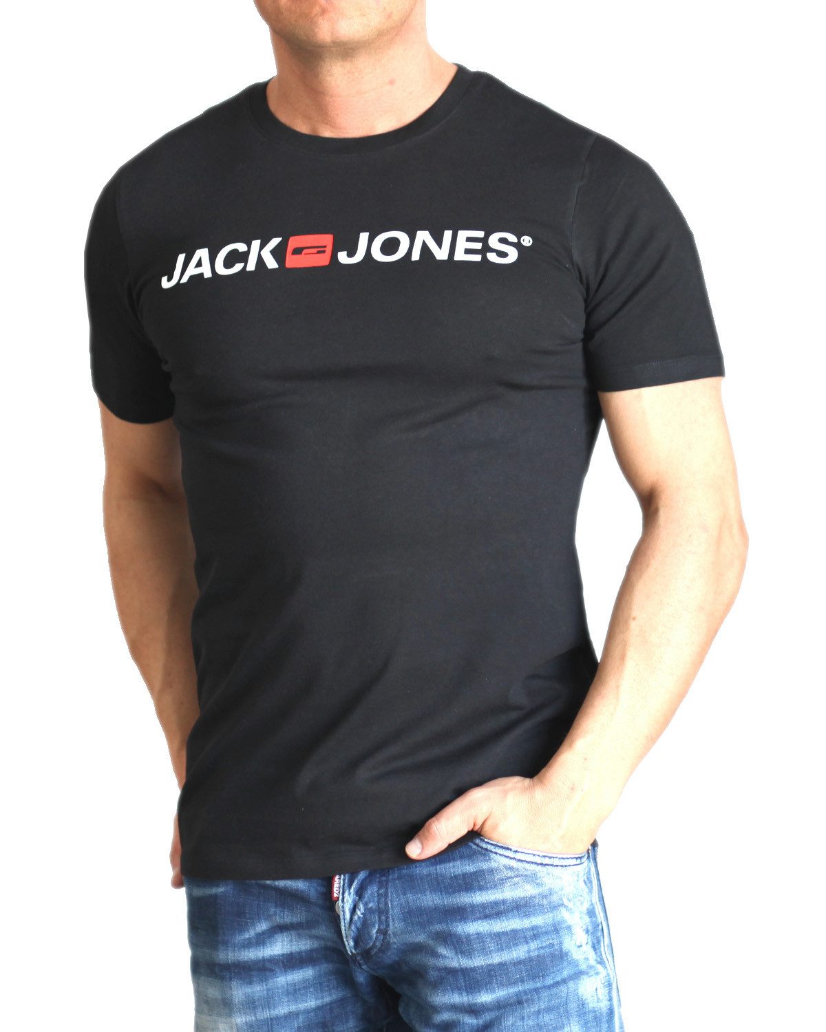 Jack & Jones Print-Shirt Bequemes Slimfit Shirt (Spar-Set, 3er-Pack) in Unifarbe mit Print