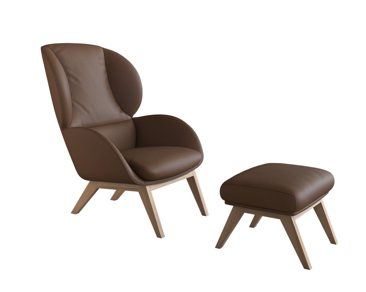 FLEXLUX Polsterhocker Adria, Fuß Eiche, Fußhocker für Ohrensessel