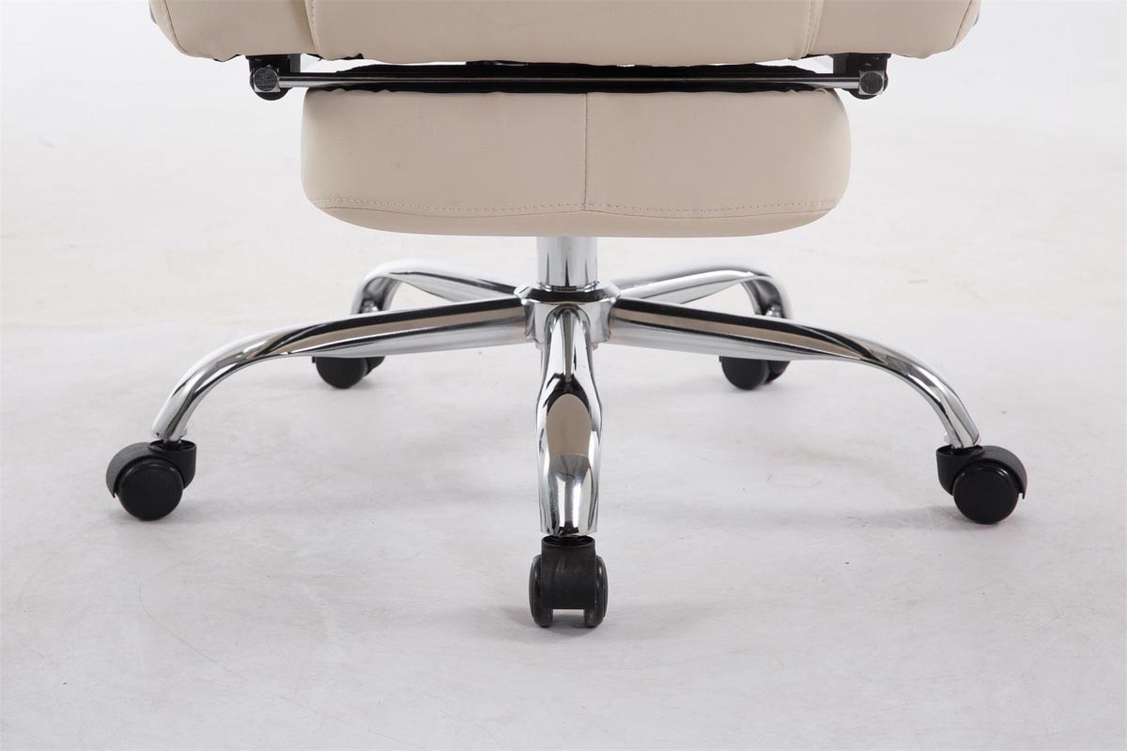 chrom Sitzfläche: Metall drehbar Drehstuhl, Pacira - Rückenlehne TPFLiving höhenverstellbar Bürostuhl creme Gestell: (Schreibtischstuhl, mit XXL), Kunstleder und Chefsessel, 360° bequemer - Bürostuhl
