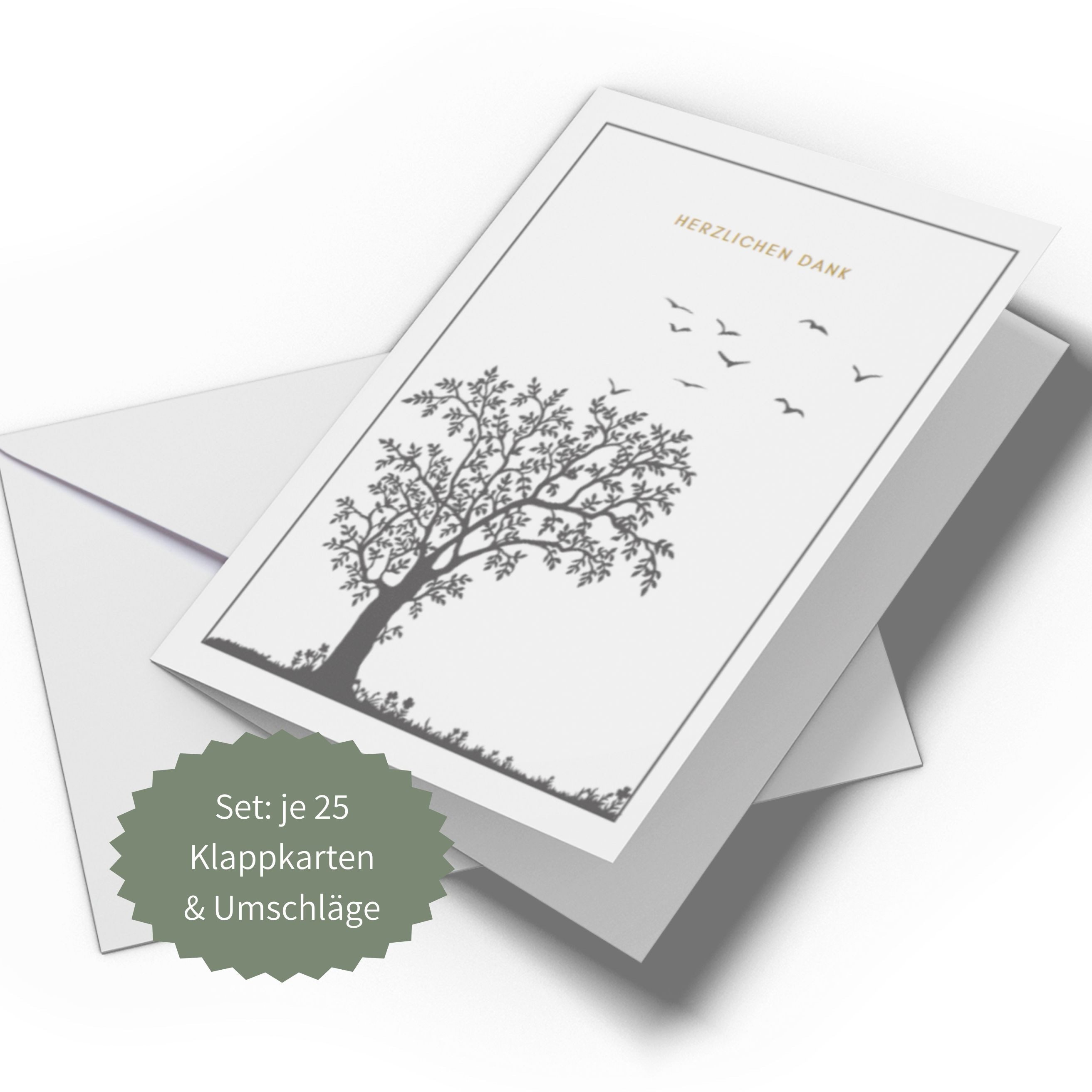 Briefzauber Beileidskarte Set 25x Trauerkarten Danksagung, Klappkarten mit Innentext & Umschläge