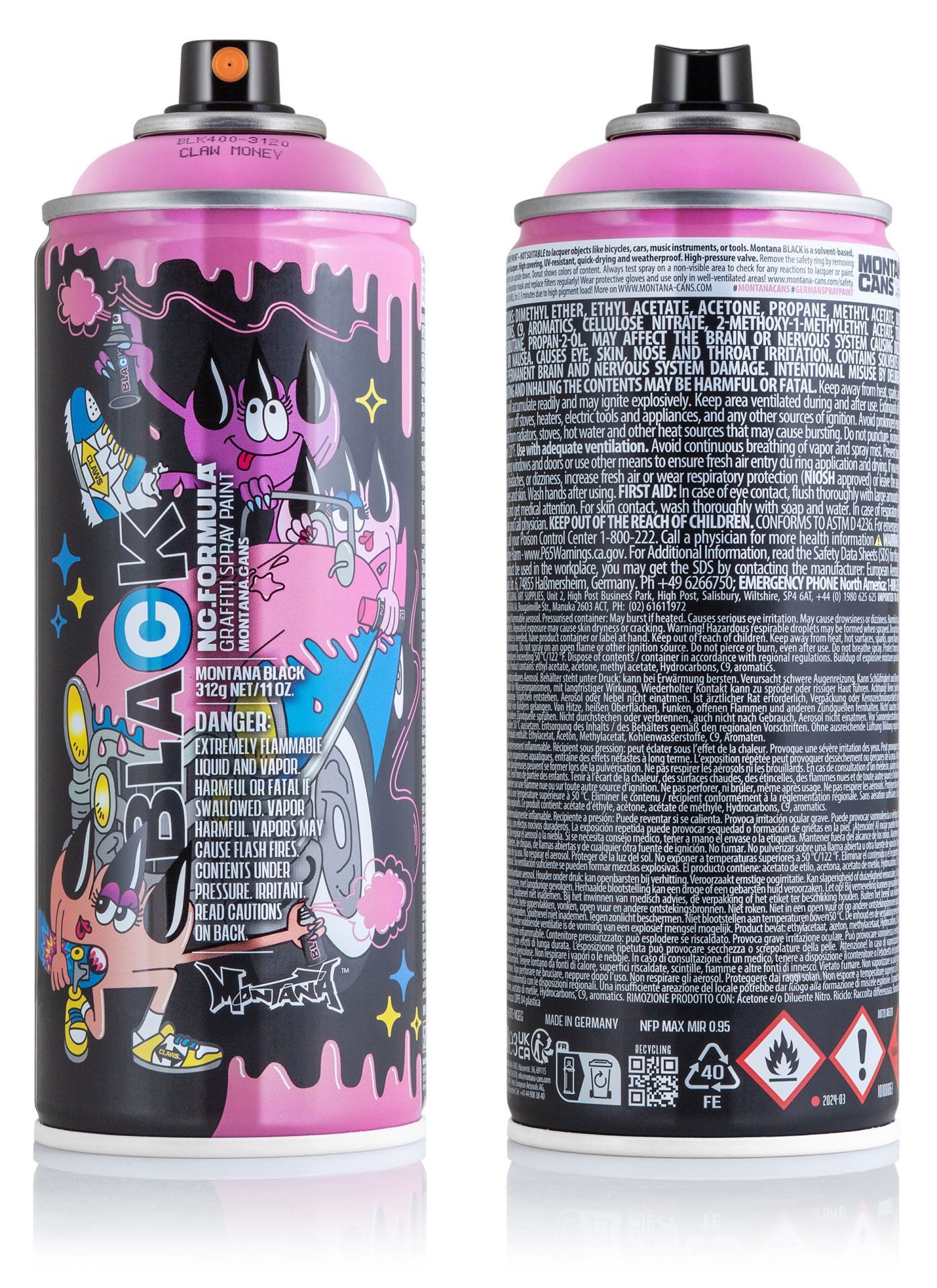 Montana Cans Sprühlack Montana BLACK, Artist Edition, CLAW MONEY, Pink Cadillac, 400ml