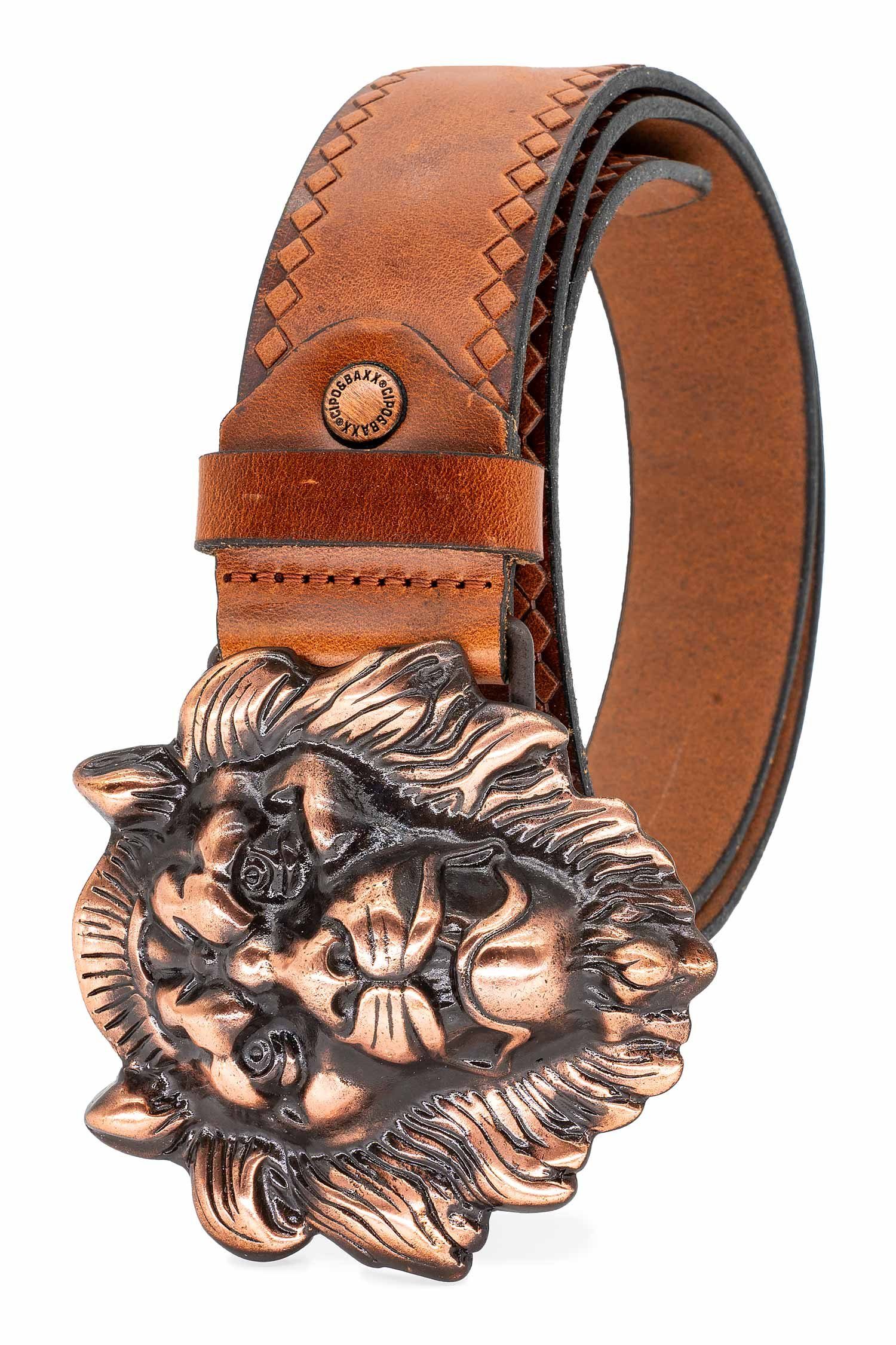 Cipo & Baxx Ledergürtel Herren Gürtel BA-CG196 (1-St) Metall Patch und Schn günstig online kaufen