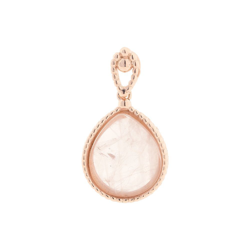 S&A Jewellery Design Kettenanhänger Anhänger aus 925 Silber mit rosa Quarz (Set, 1-tlg), rosévergoldet 925 Sterling Silber Silberschmuck für Damen