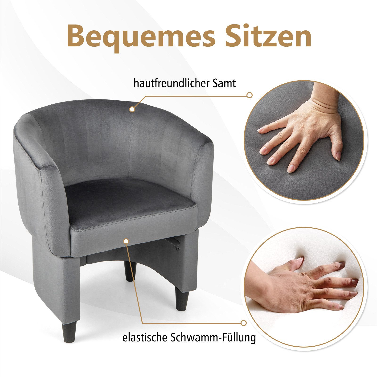 COSTWAY Relaxsessel, Sessel Samt, mit Fußhocker, günstig online kaufen