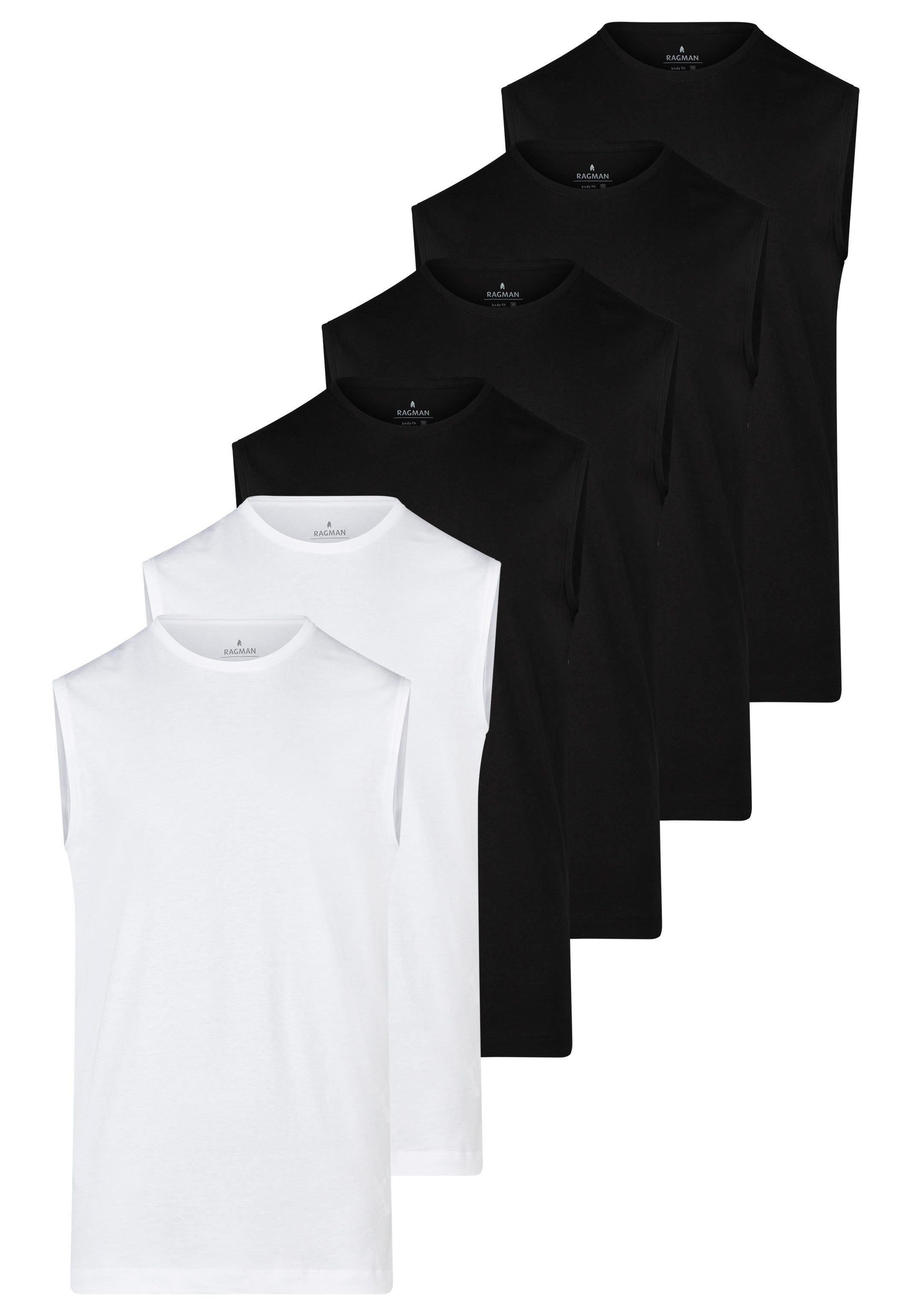 RAGMAN Unterhemd 6er Pack Basic (Spar-Set, 6-St) Unterhemd / Tanktop - Baumwolle - Atmungsaktiv