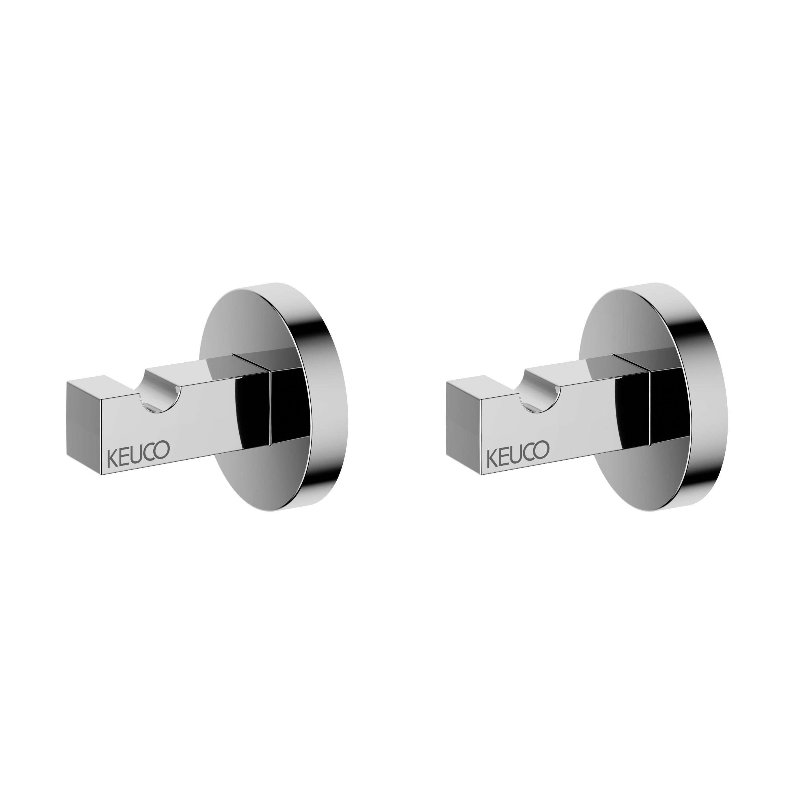 Keuco Handtuchhaken Edition 90 2er Set, (Set), aus Metall, verchromt, für Handtücher und Bademäntel, Wandmontage