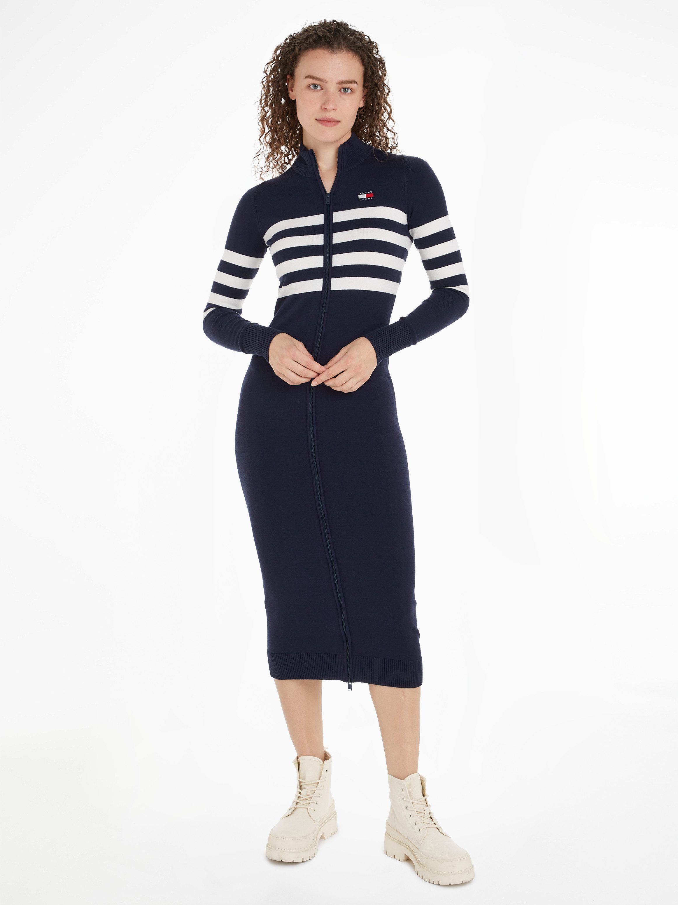 Tommy Jeans Sweatkleid TJW STRIPE MIDI SWEATER DRESS mit Streifendesign