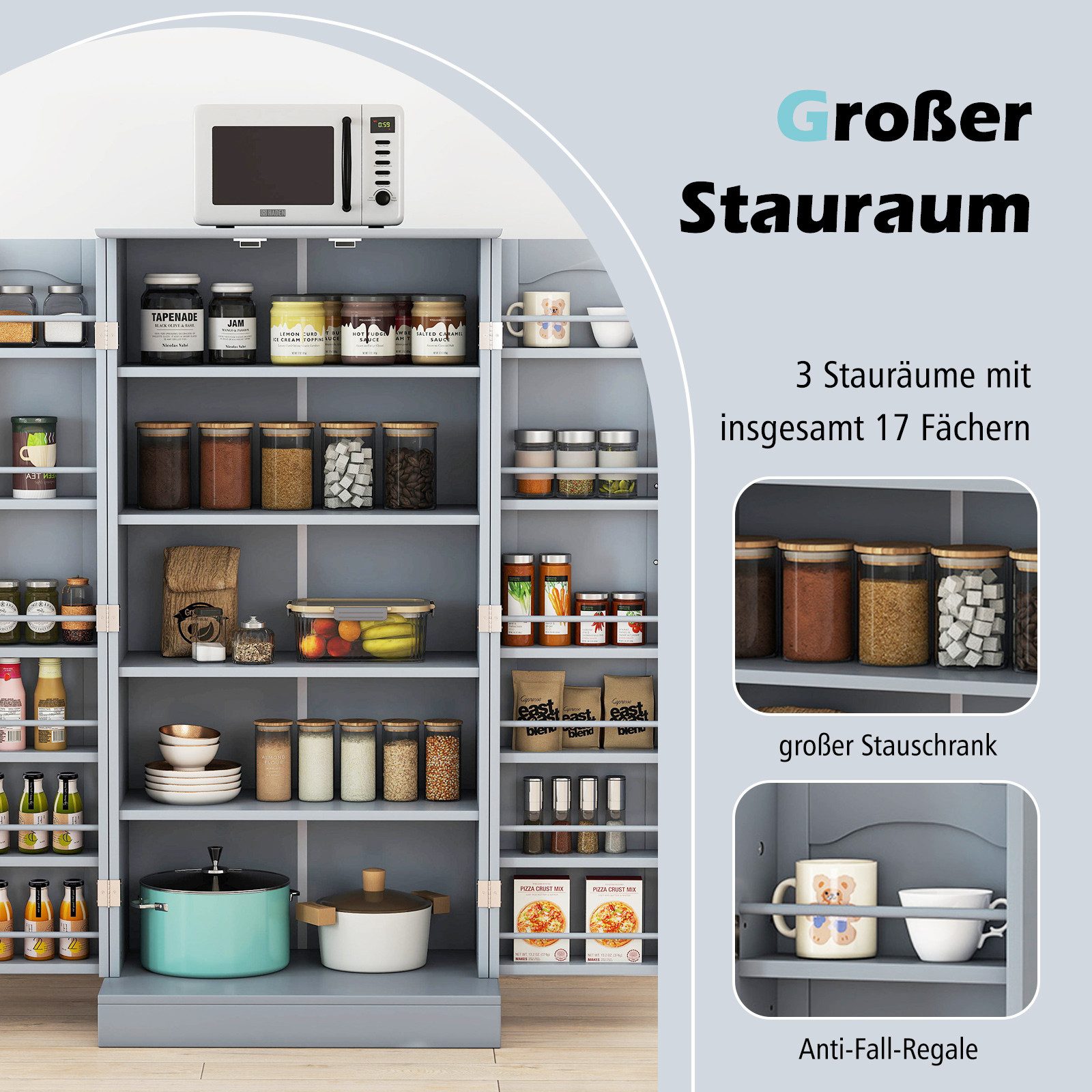 COSTWAY Küchenbuffet Küchenschrank Vorratsschrank mit verstellbarer Ablage, 60x40x120cm